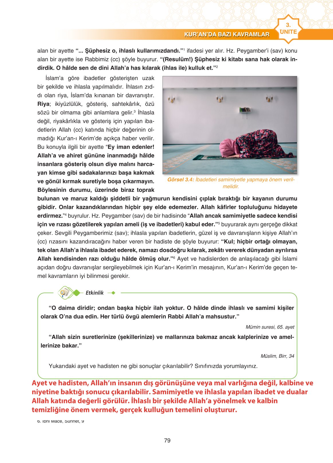 11. Sınıf Sdr İpekyolu Yayıncılık Din Kültürü Ve Ahlak Bilgisi Ders Kitabı Sayfa 79 Cevapları