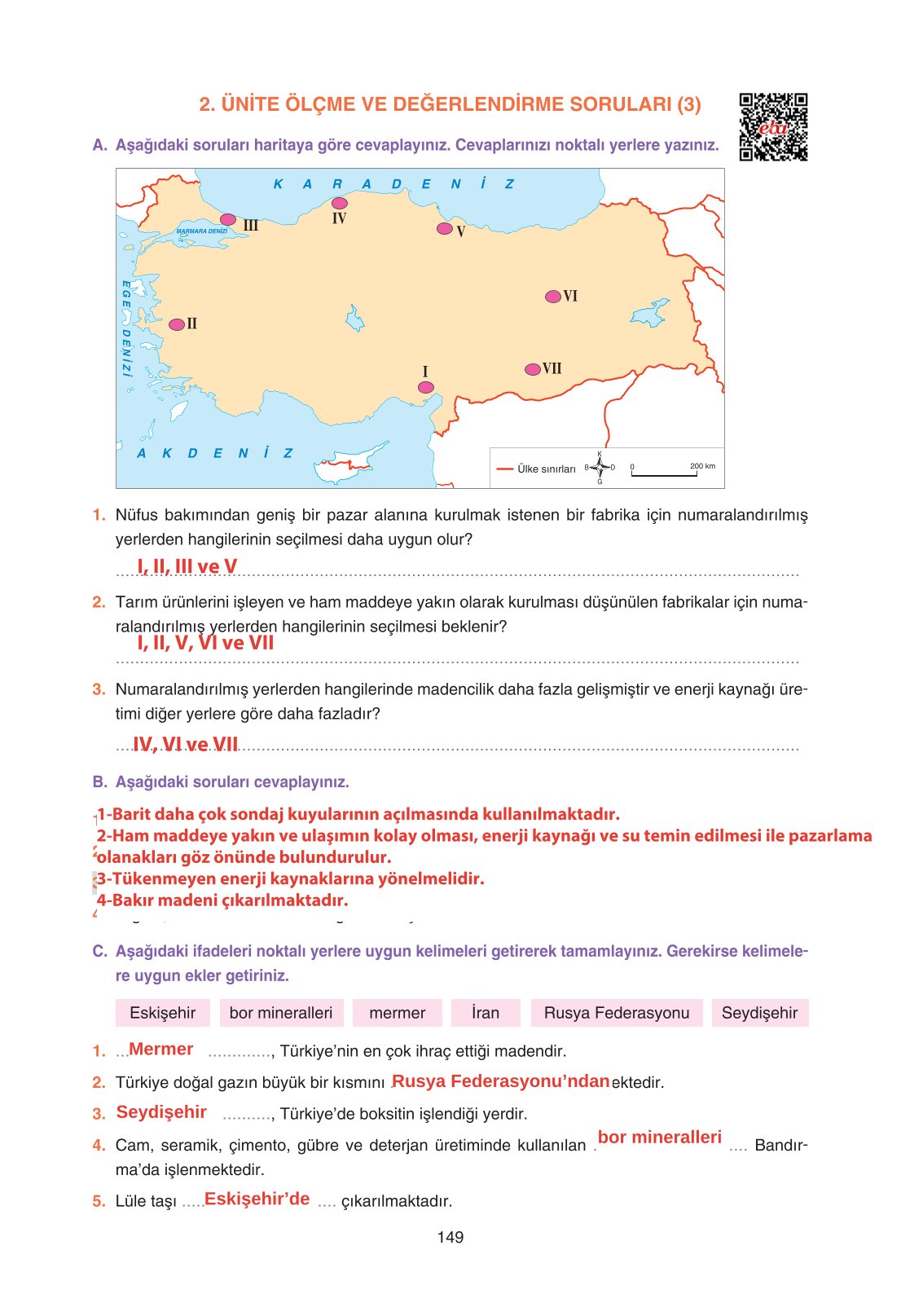 11. Sınıf Yıldırım Yayınları Coğrafya Ders Kitabı Sayfa 149 Cevapları 11. Sınıf Yıldırım Yayınları Coğrafya Ders Kitabı Sayfa 149 Cevapları