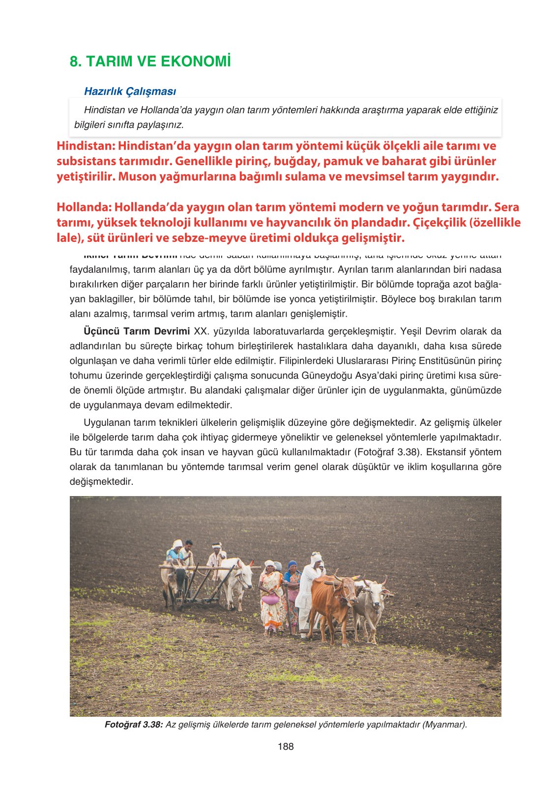 11. Sınıf Yıldırım Yayınları Coğrafya Ders Kitabı Sayfa 188 Cevapları