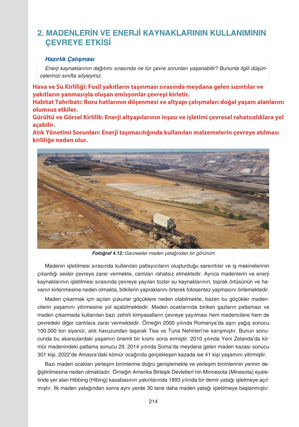 11. Sınıf Yıldırım Yayınları Coğrafya Ders Kitabı Sayfa 214 Cevapları