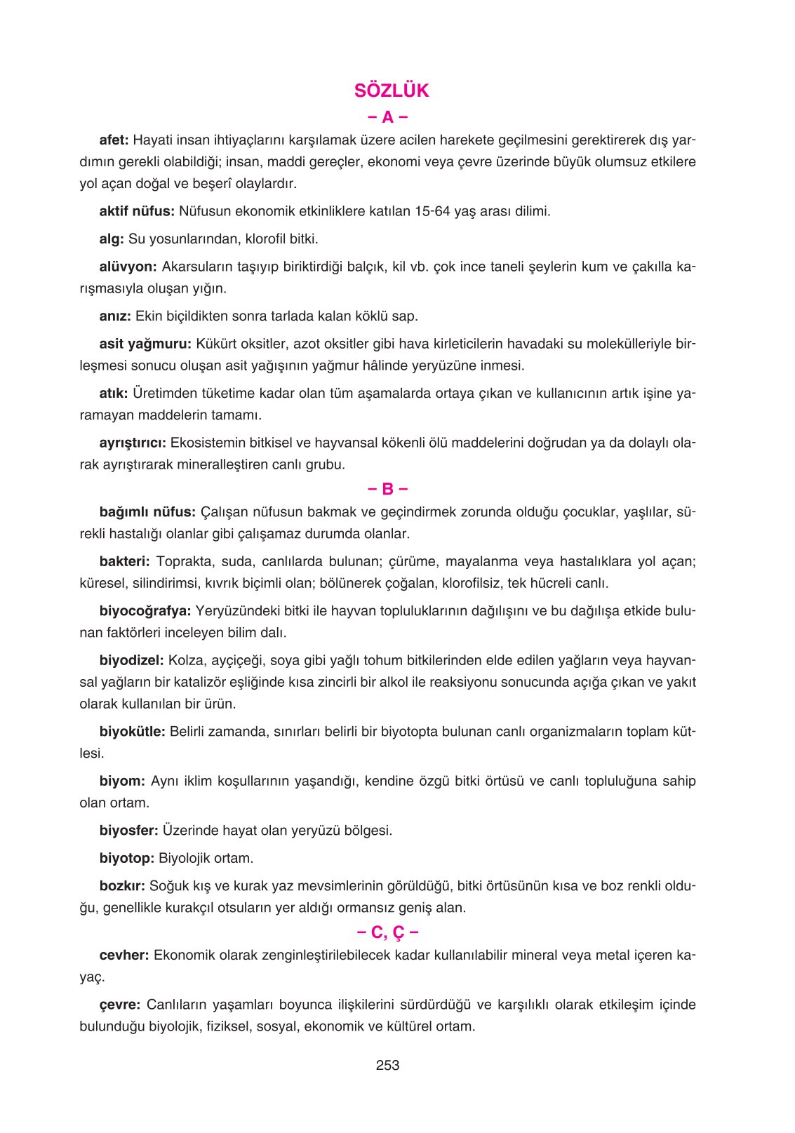 11. Sınıf Yıldırım Yayınları Coğrafya Ders Kitabı Sayfa 253 Cevapları