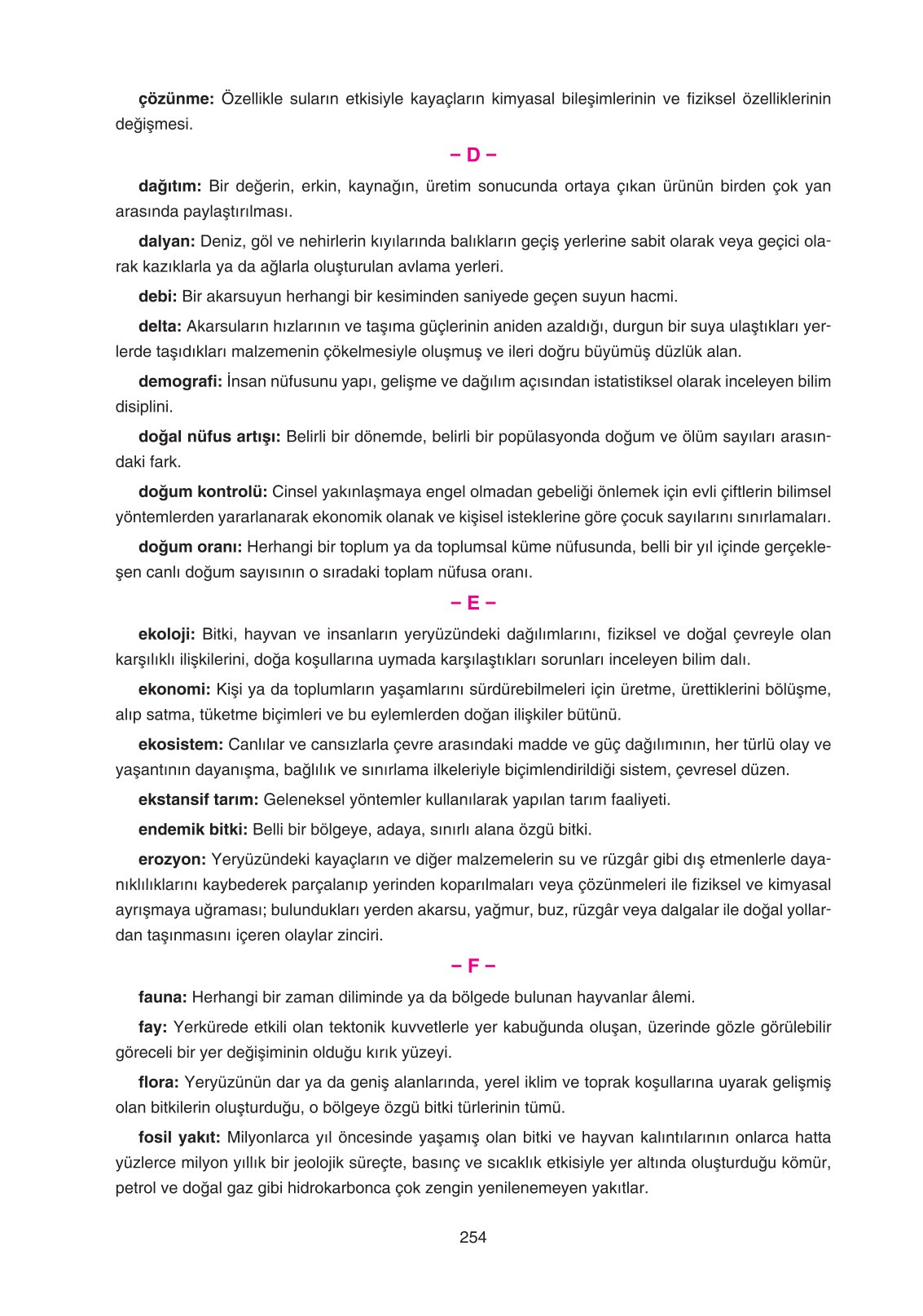 11. Sınıf Yıldırım Yayınları Coğrafya Ders Kitabı Sayfa 254 Cevapları