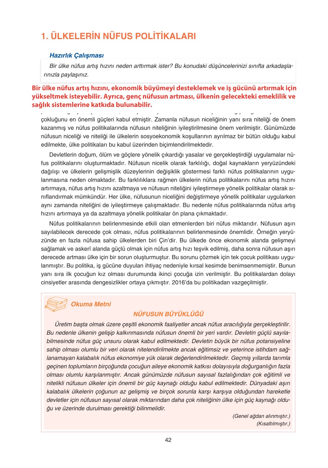 11. Sınıf Yıldırım Yayınları Coğrafya Ders Kitabı Sayfa 42 Cevapları