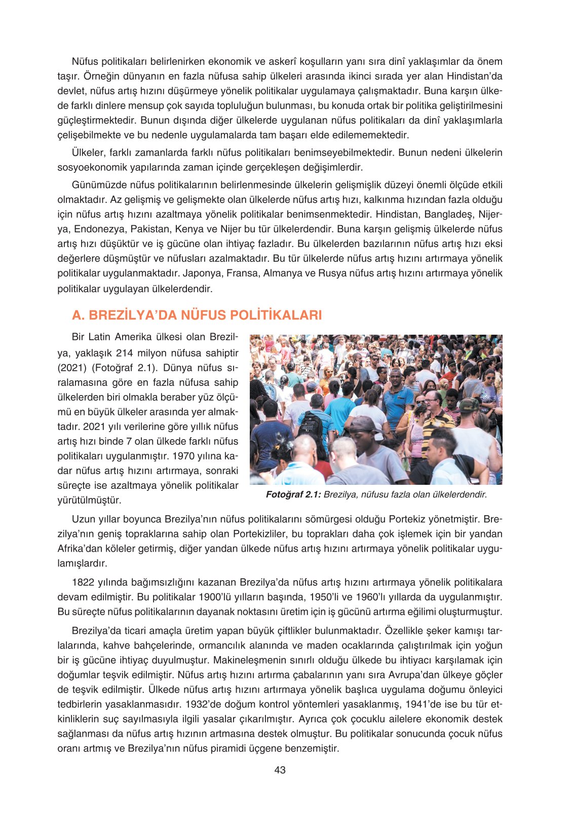 11. Sınıf Yıldırım Yayınları Coğrafya Ders Kitabı Sayfa 43 Cevapları