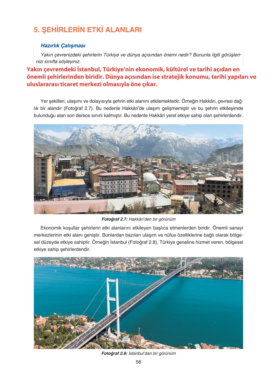 11. Sınıf Yıldırım Yayınları Coğrafya Ders Kitabı Sayfa 56 Cevapları
