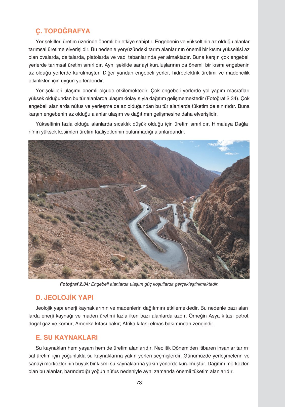 11. Sınıf Yıldırım Yayınları Coğrafya Ders Kitabı Sayfa 73 Cevapları