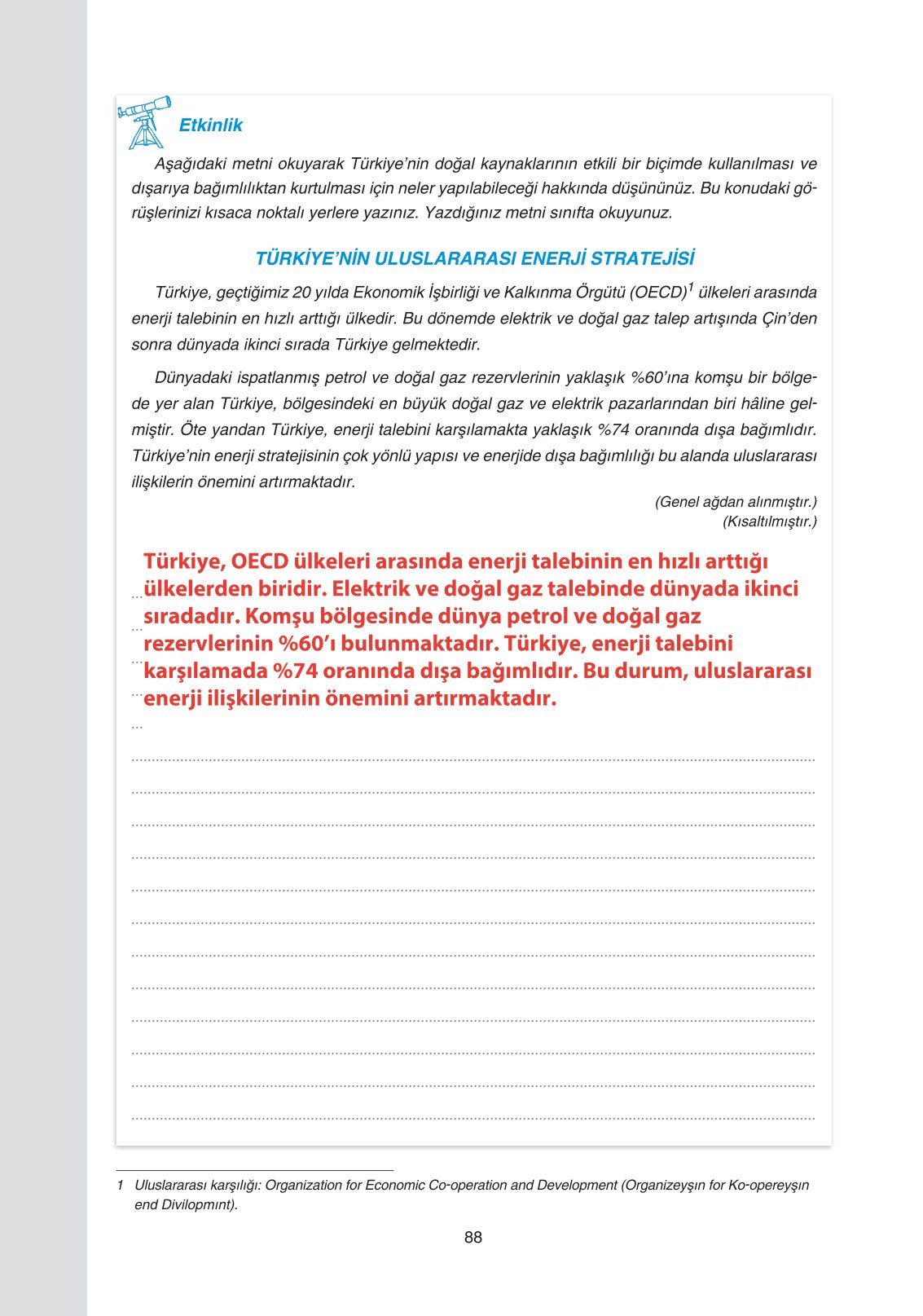 11. Sınıf Yıldırım Yayınları Coğrafya Ders Kitabı Sayfa 88 Cevapları