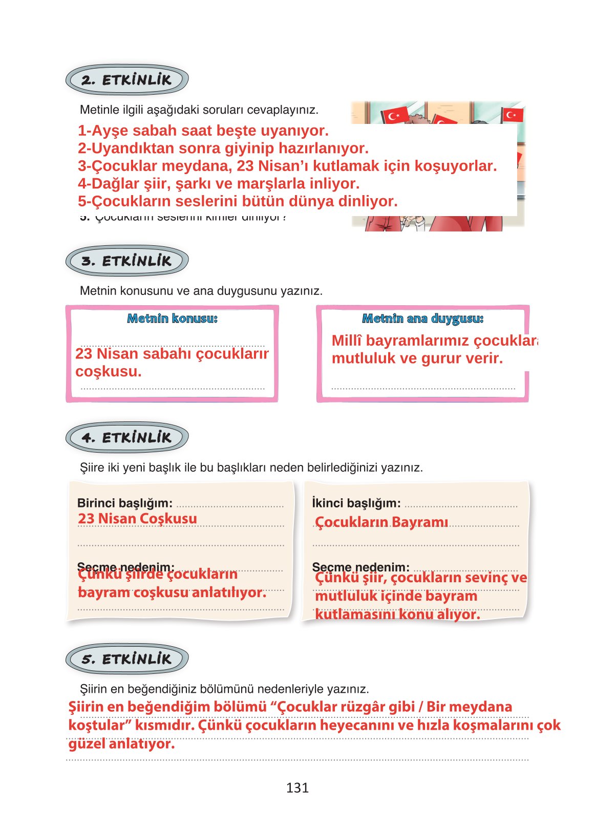 4. Sınıf Ada Yayıncılık Türkçe Ders Kitabı Sayfa 131 Cevapları