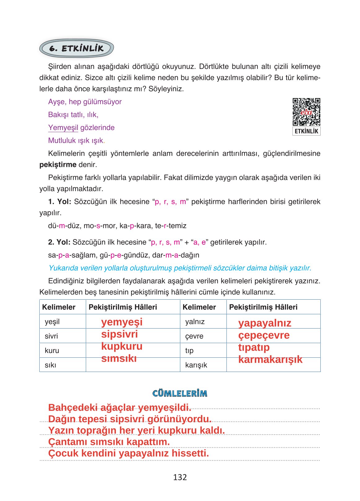 4. Sınıf Ada Yayıncılık Türkçe Ders Kitabı Sayfa 132 Cevapları