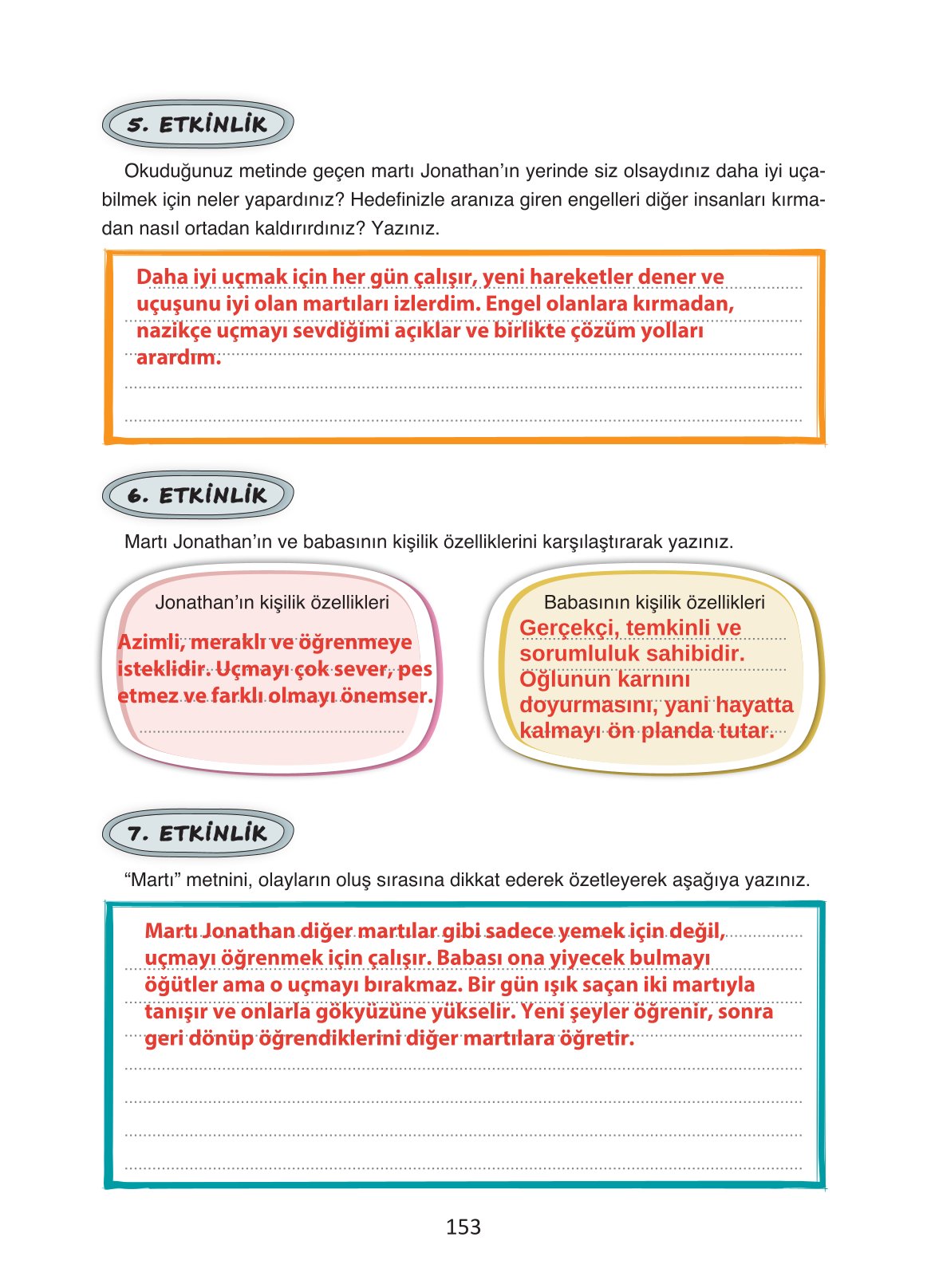 4. Sınıf Ada Yayıncılık Türkçe Ders Kitabı Sayfa 153 Cevapları