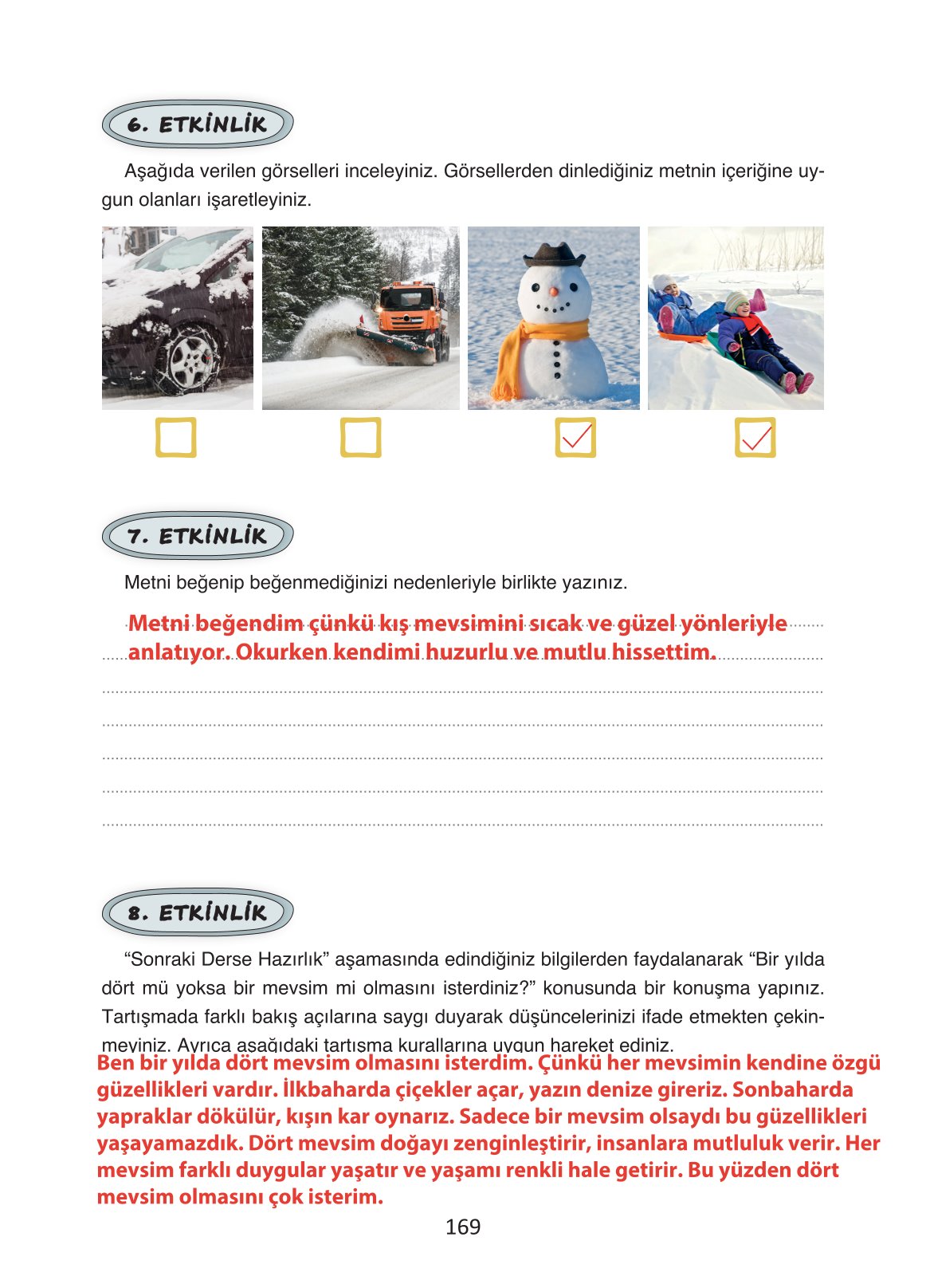 4. Sınıf Ada Yayıncılık Türkçe Ders Kitabı Sayfa 169 Cevapları