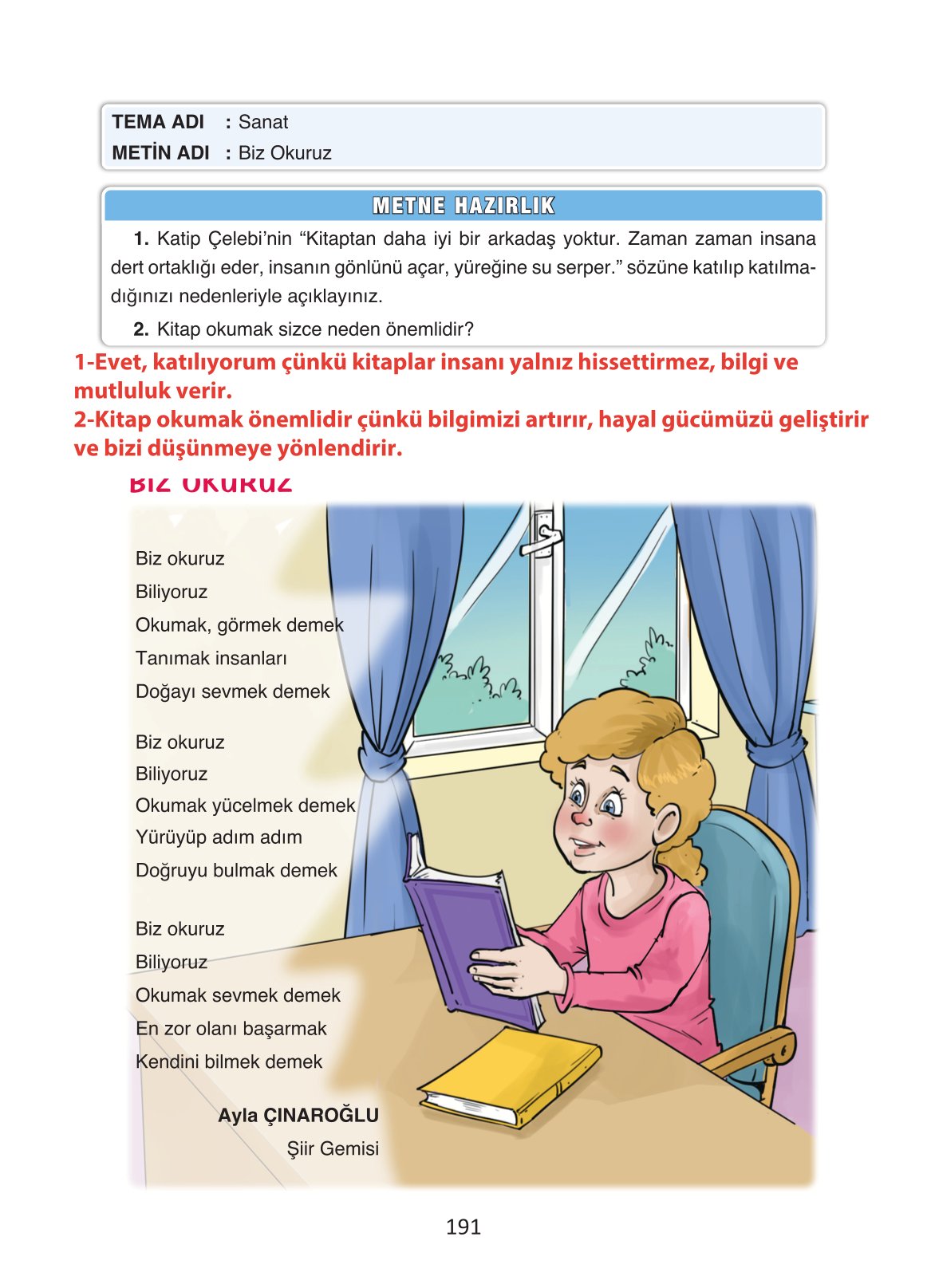 4. Sınıf Ada Yayıncılık Türkçe Ders Kitabı Sayfa 191 Cevapları
