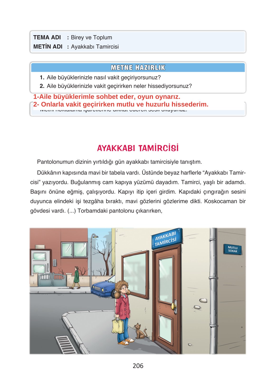 4. Sınıf Ada Yayıncılık Türkçe Ders Kitabı Sayfa 206 Cevapları