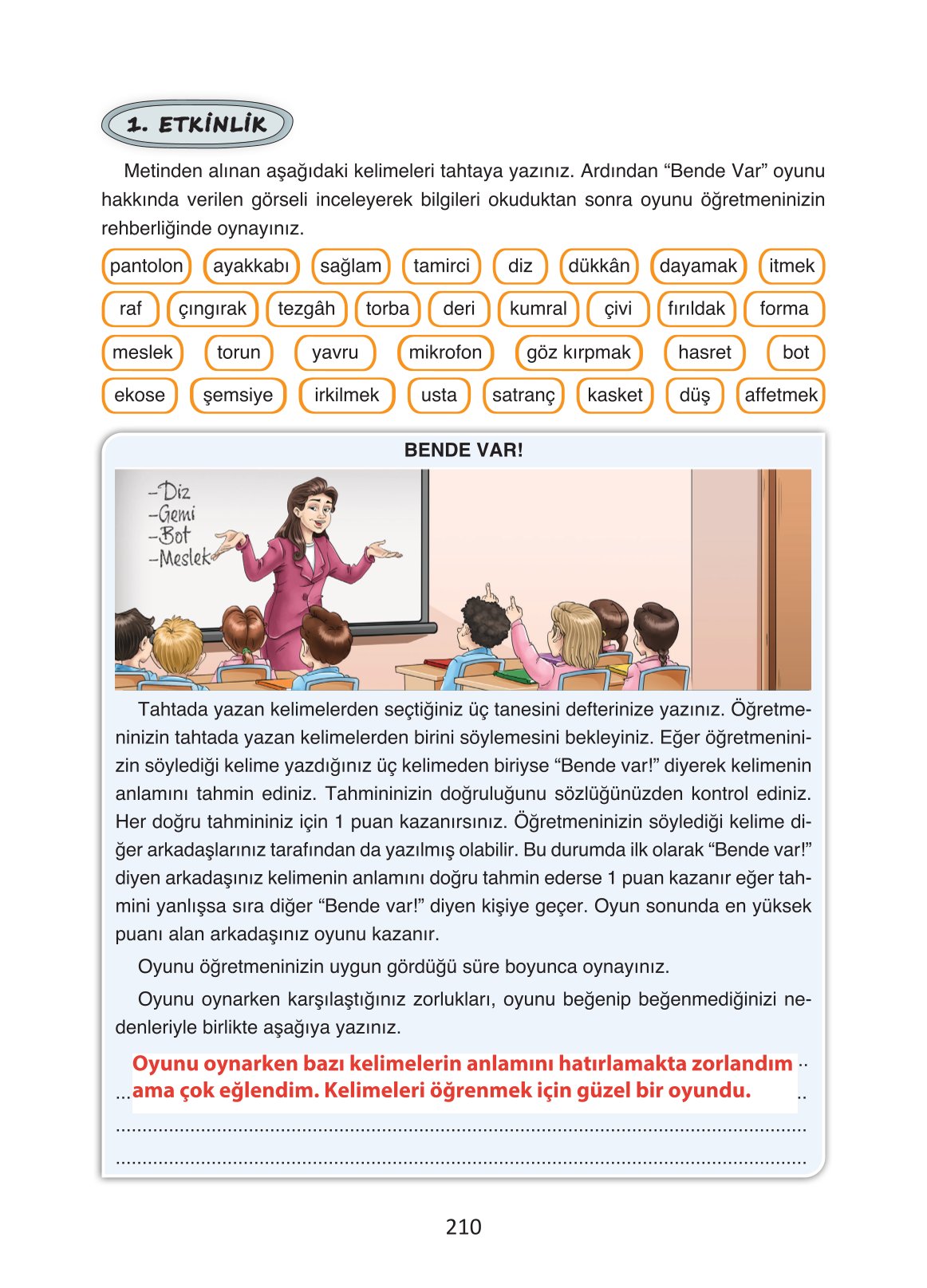 4. Sınıf Ada Yayıncılık Türkçe Ders Kitabı Sayfa 210 Cevapları
