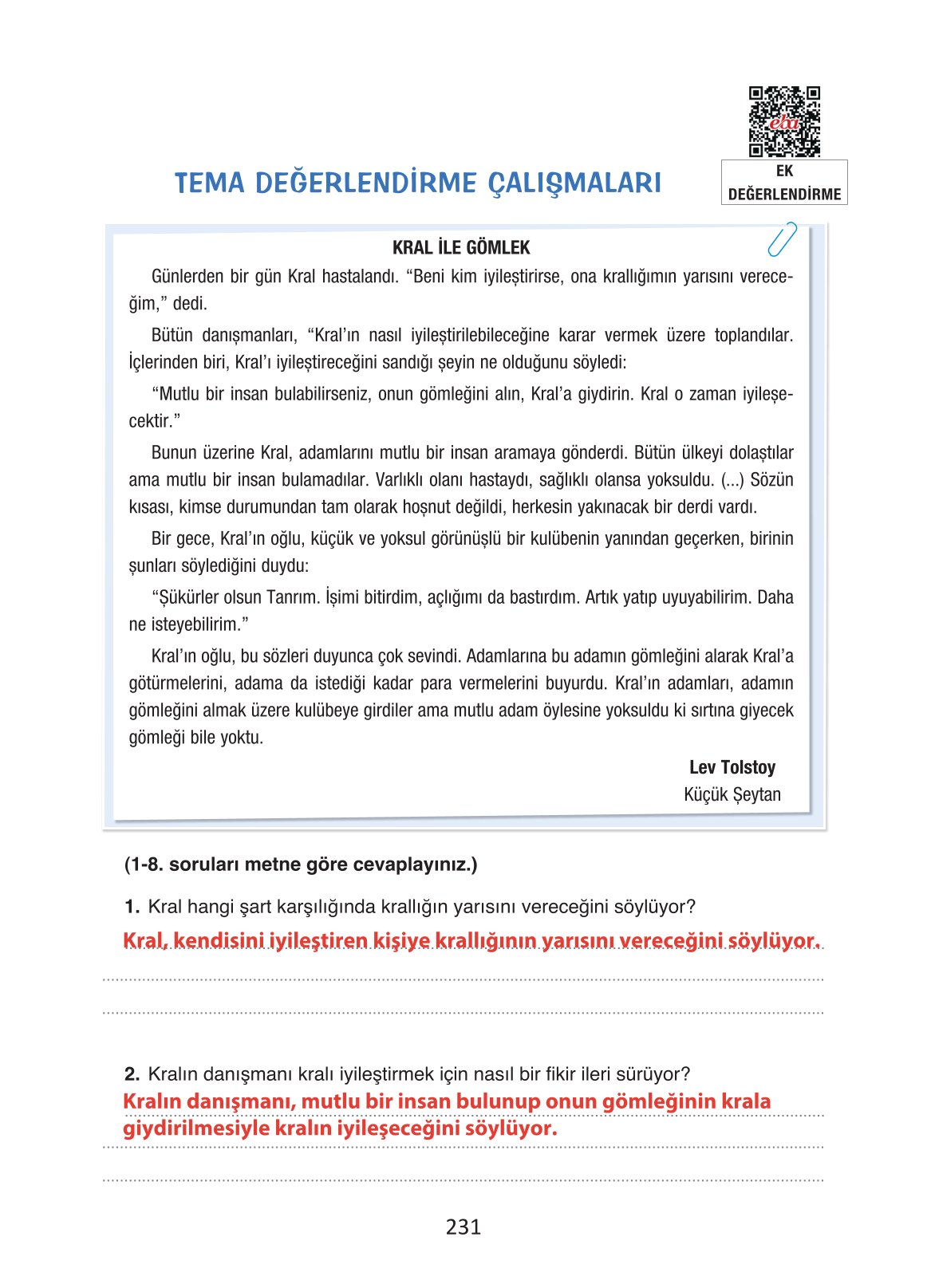 4. Sınıf Ada Yayıncılık Türkçe Ders Kitabı Sayfa 231 Cevapları