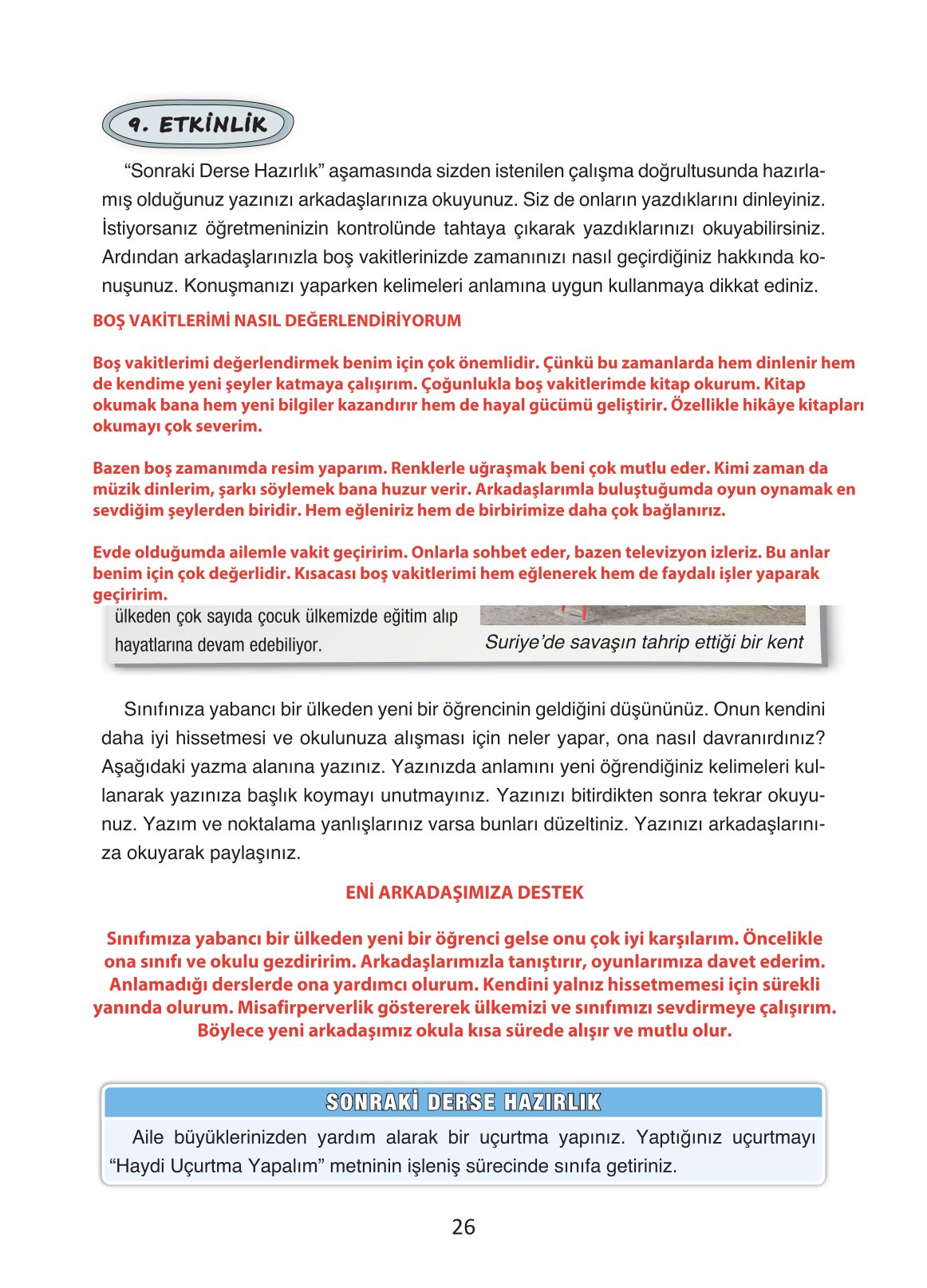 4. Sınıf Ada Yayıncılık Türkçe Ders Kitabı Sayfa 26 Cevapları