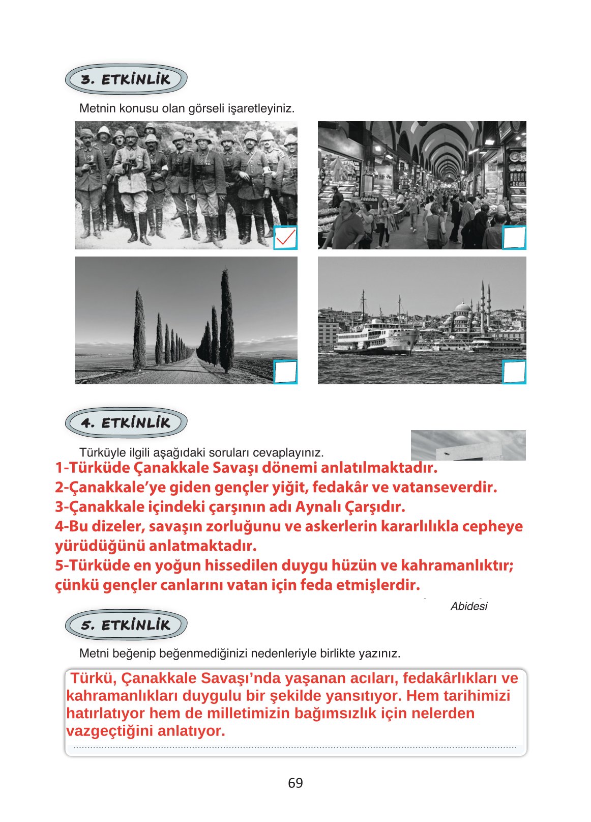 4. Sınıf Ada Yayıncılık Türkçe Ders Kitabı Sayfa 69 Cevapları