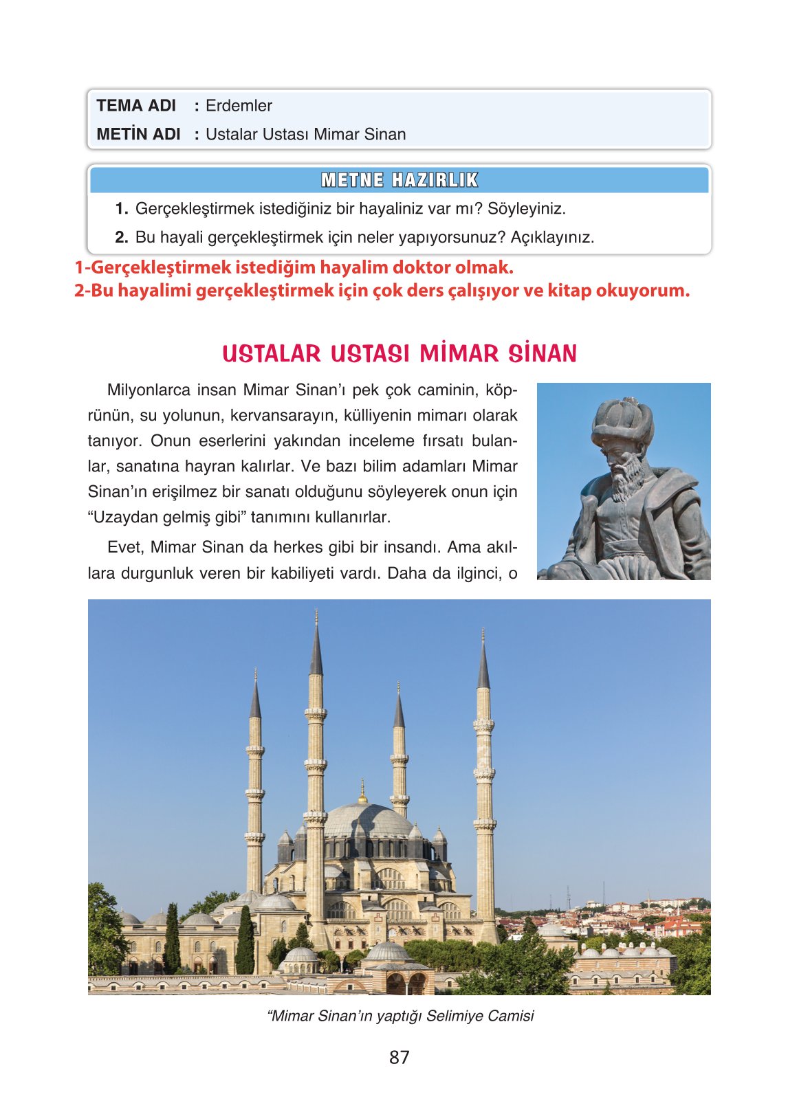 4. Sınıf Ada Yayıncılık Türkçe Ders Kitabı Sayfa 87 Cevapları