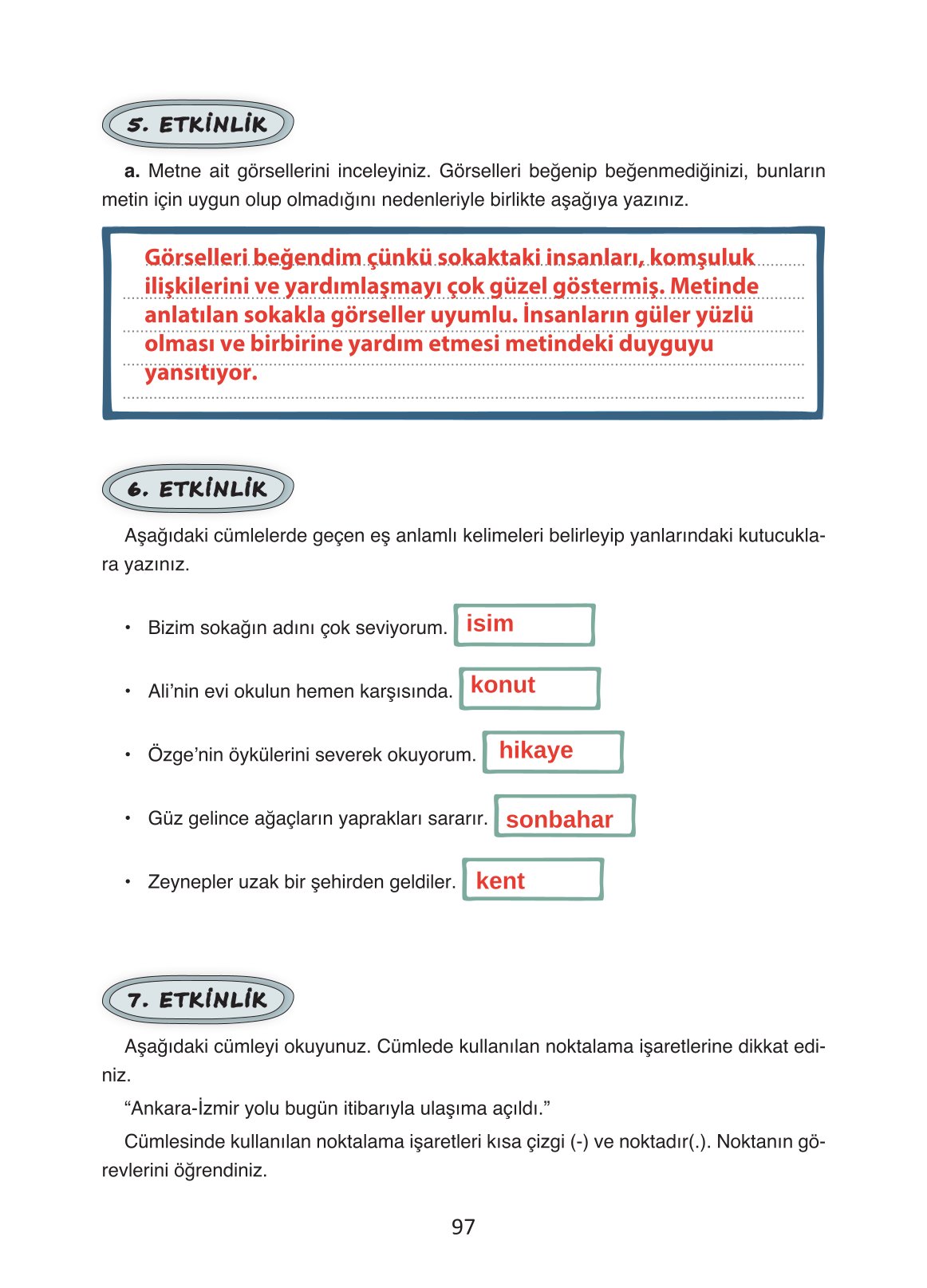 4. Sınıf Ada Yayıncılık Türkçe Ders Kitabı Sayfa 97 Cevapları