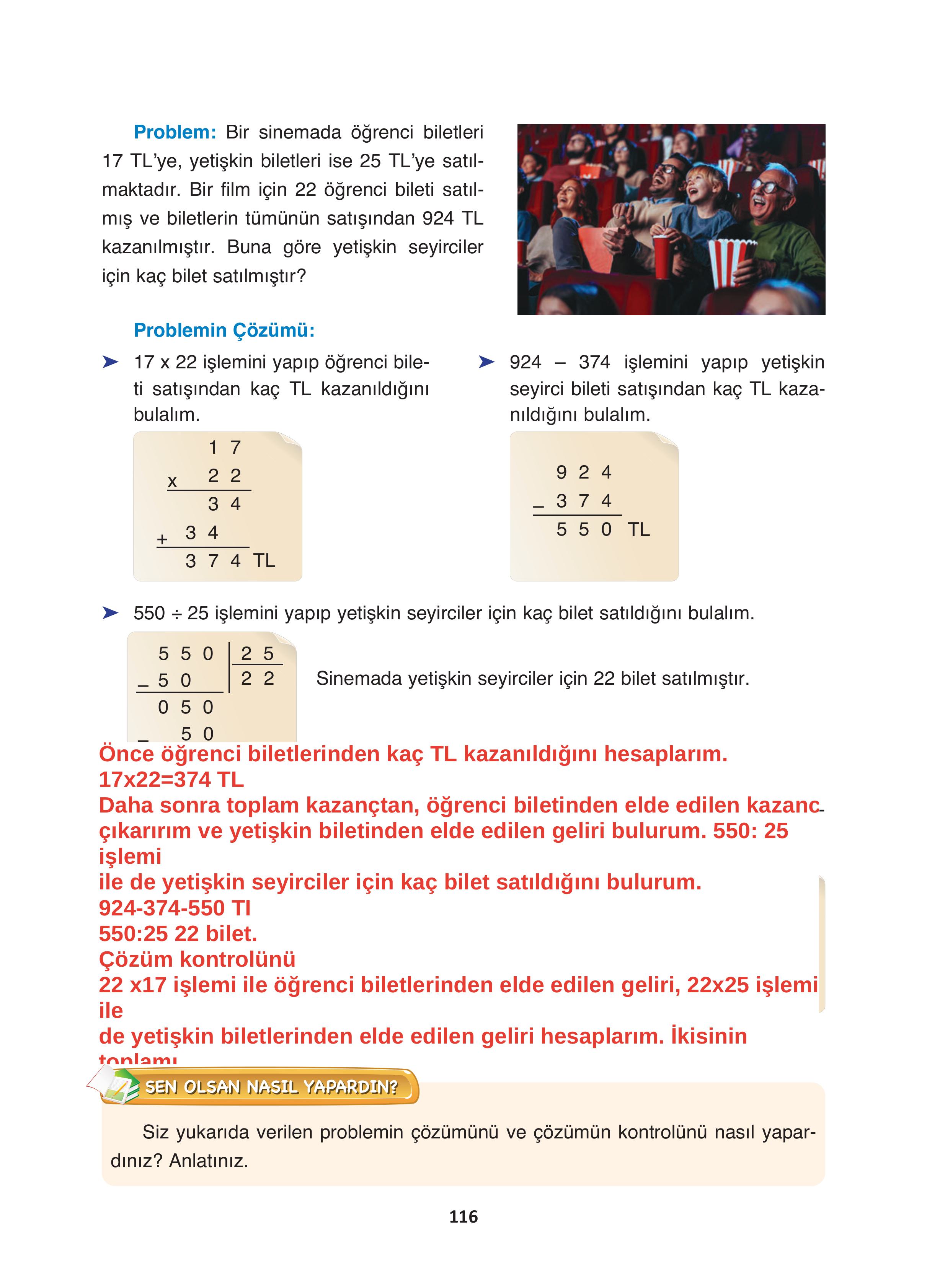 4. Sınıf Fersa Yayınları Matematik Ders Kitabı Sayfa 116 Cevapları