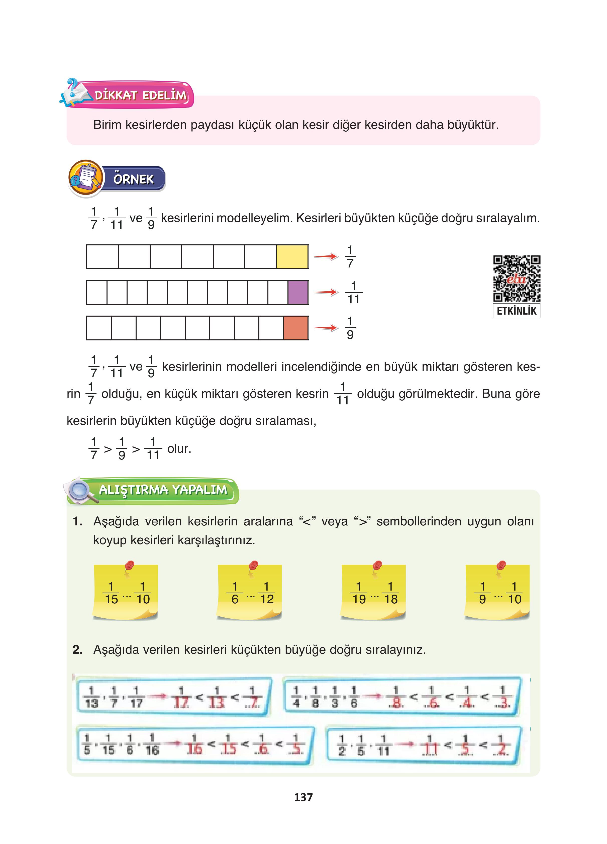 4. Sınıf Fersa Yayınları Matematik Ders Kitabı Sayfa 137 Cevapları