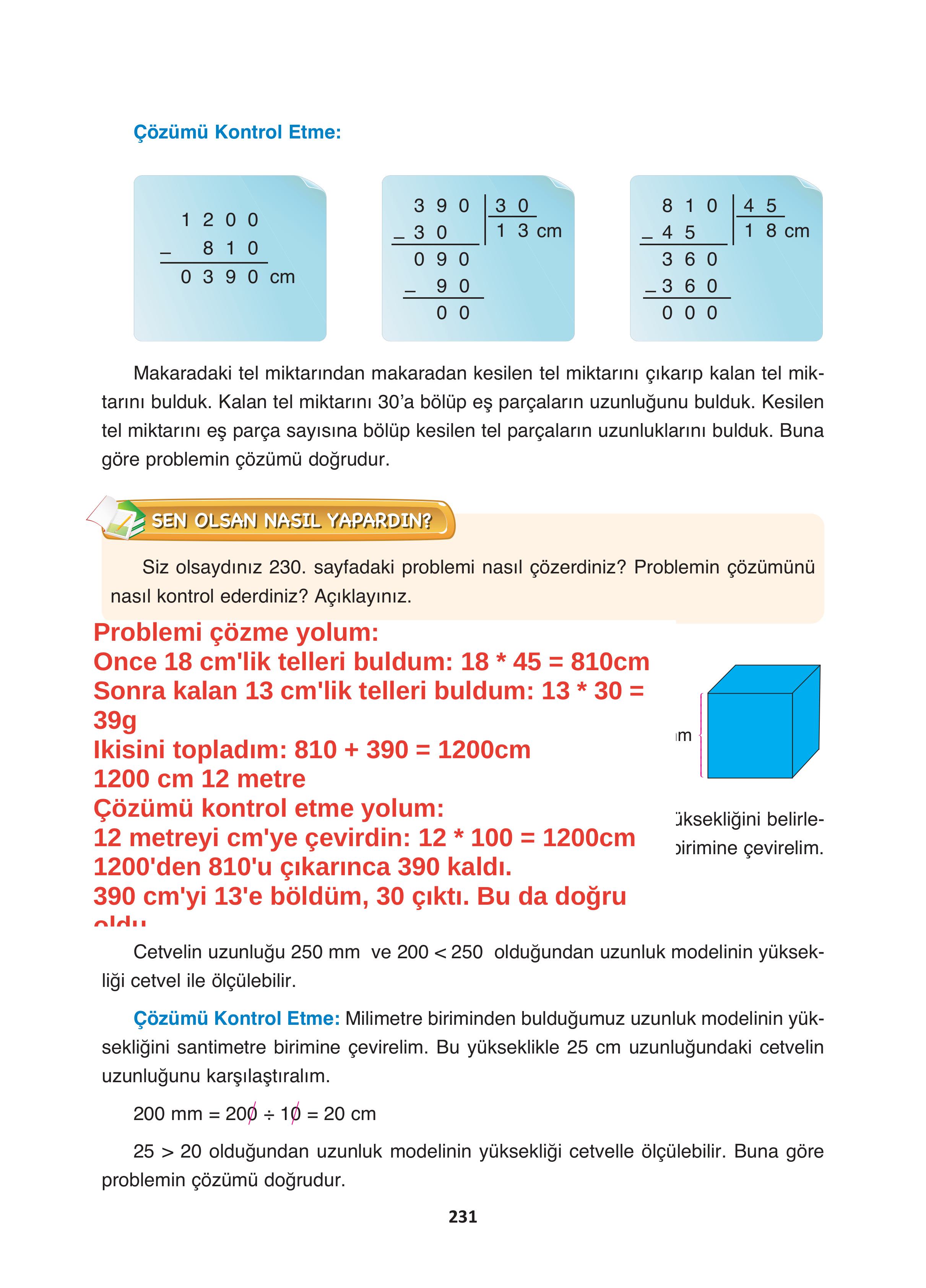 4. Sınıf Fersa Yayınları Matematik Ders Kitabı Sayfa 231 Cevapları 4. Sınıf Fersa Yayınları Matematik Ders Kitabı Sayfa 231 Cevapları