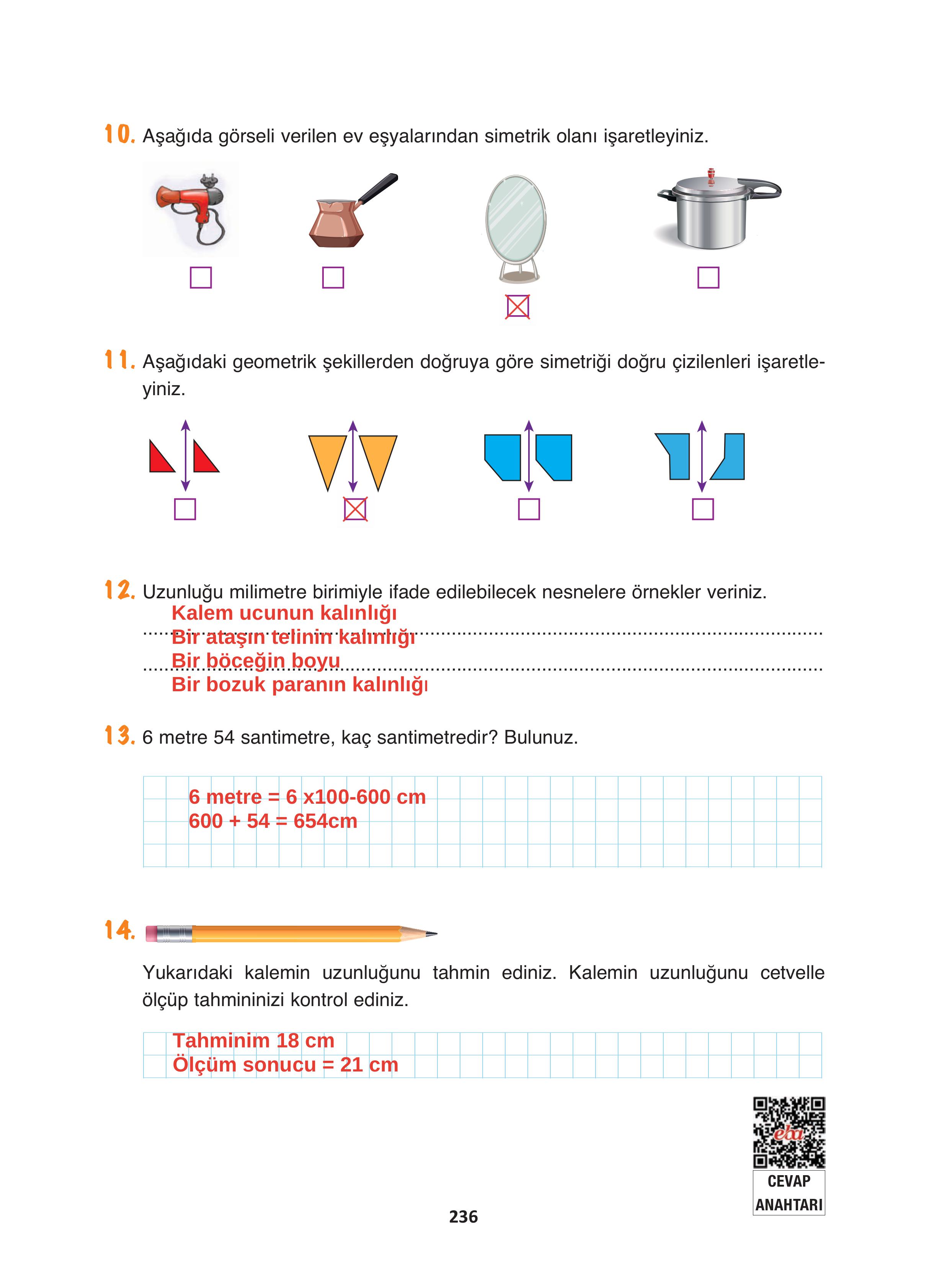 4. Sınıf Fersa Yayınları Matematik Ders Kitabı Sayfa 236 Cevapları 4. Sınıf Fersa Yayınları Matematik Ders Kitabı Sayfa 236 Cevapları
