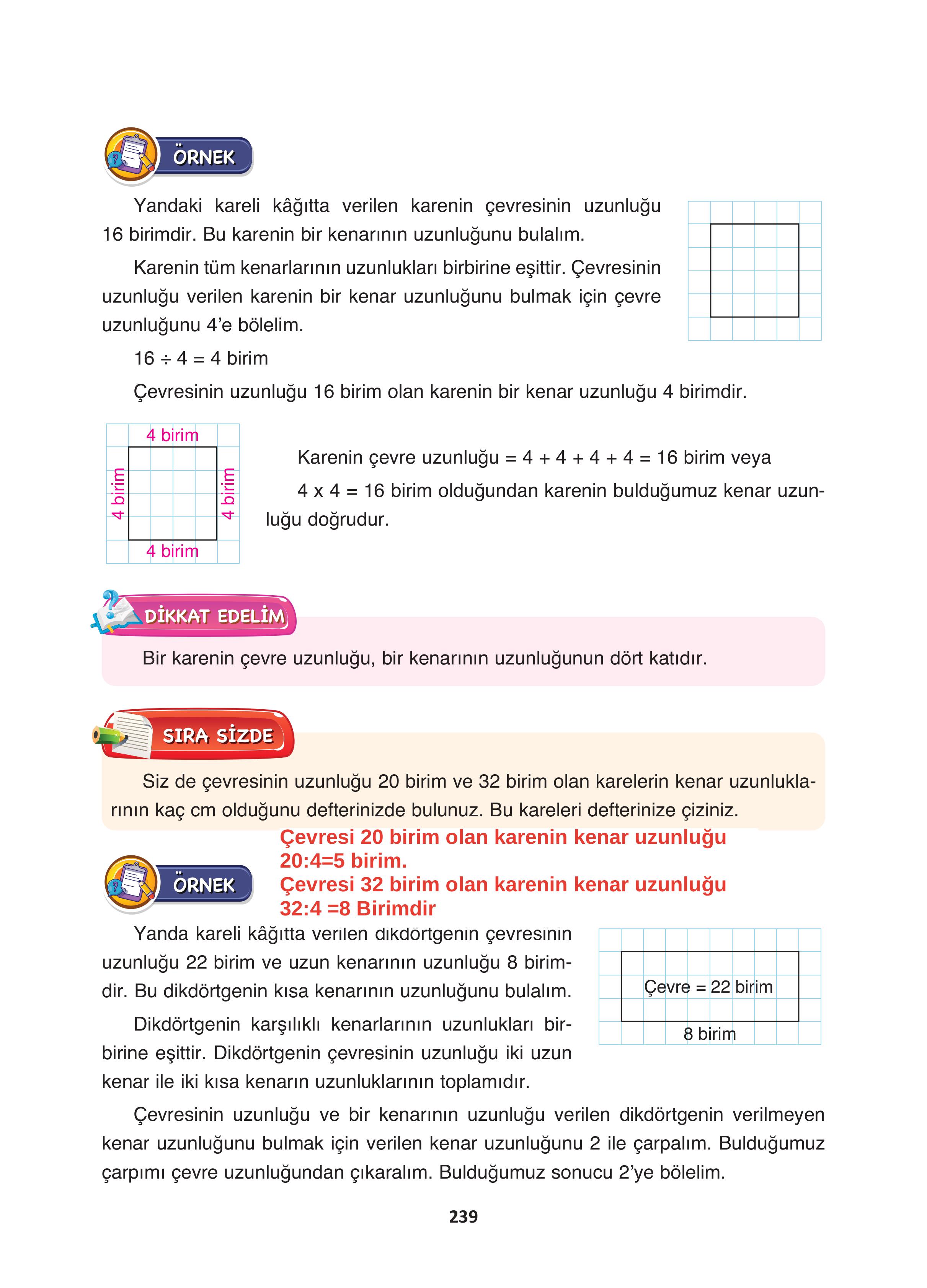 4. Sınıf Fersa Yayınları Matematik Ders Kitabı Sayfa 239 Cevapları