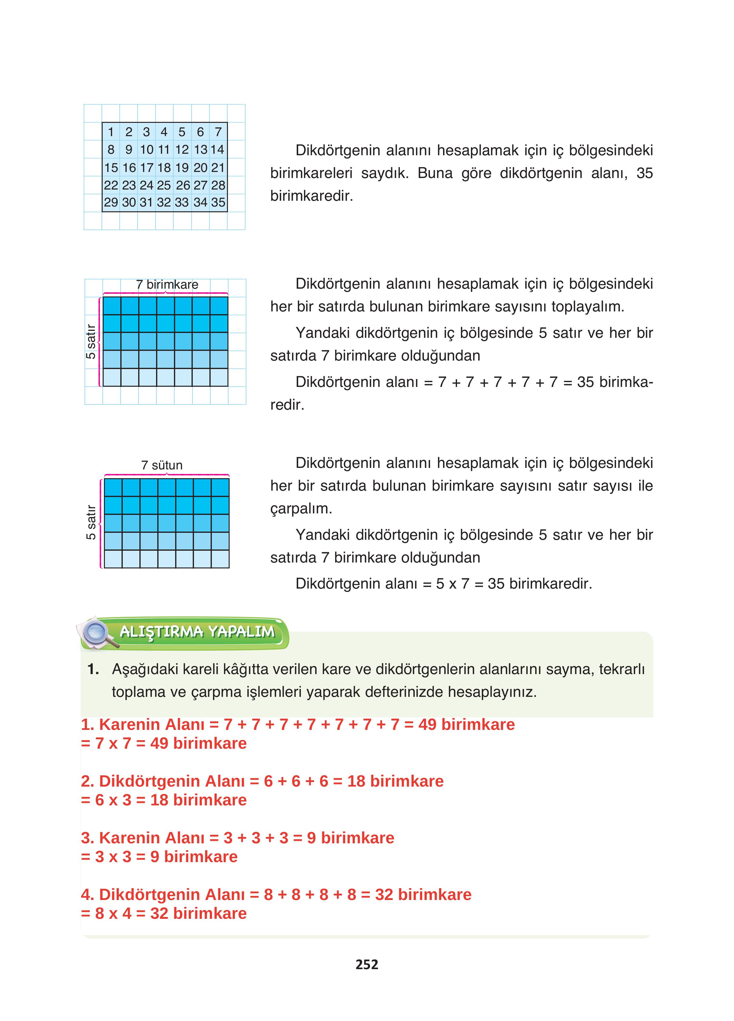 4. Sınıf Fersa Yayınları Matematik Ders Kitabı Sayfa 252 Cevapları