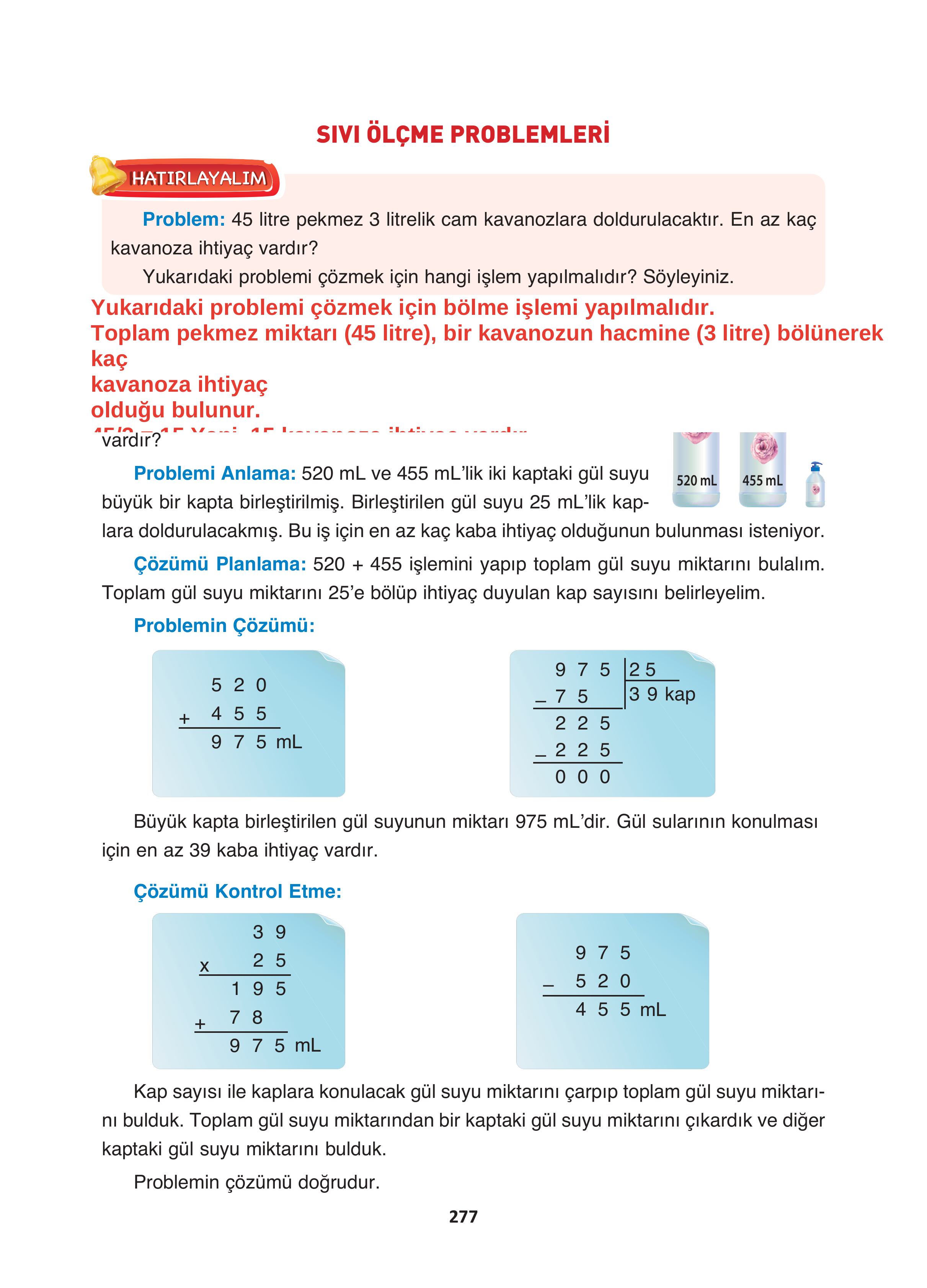 4. Sınıf Fersa Yayınları Matematik Ders Kitabı Sayfa 277 Cevapları