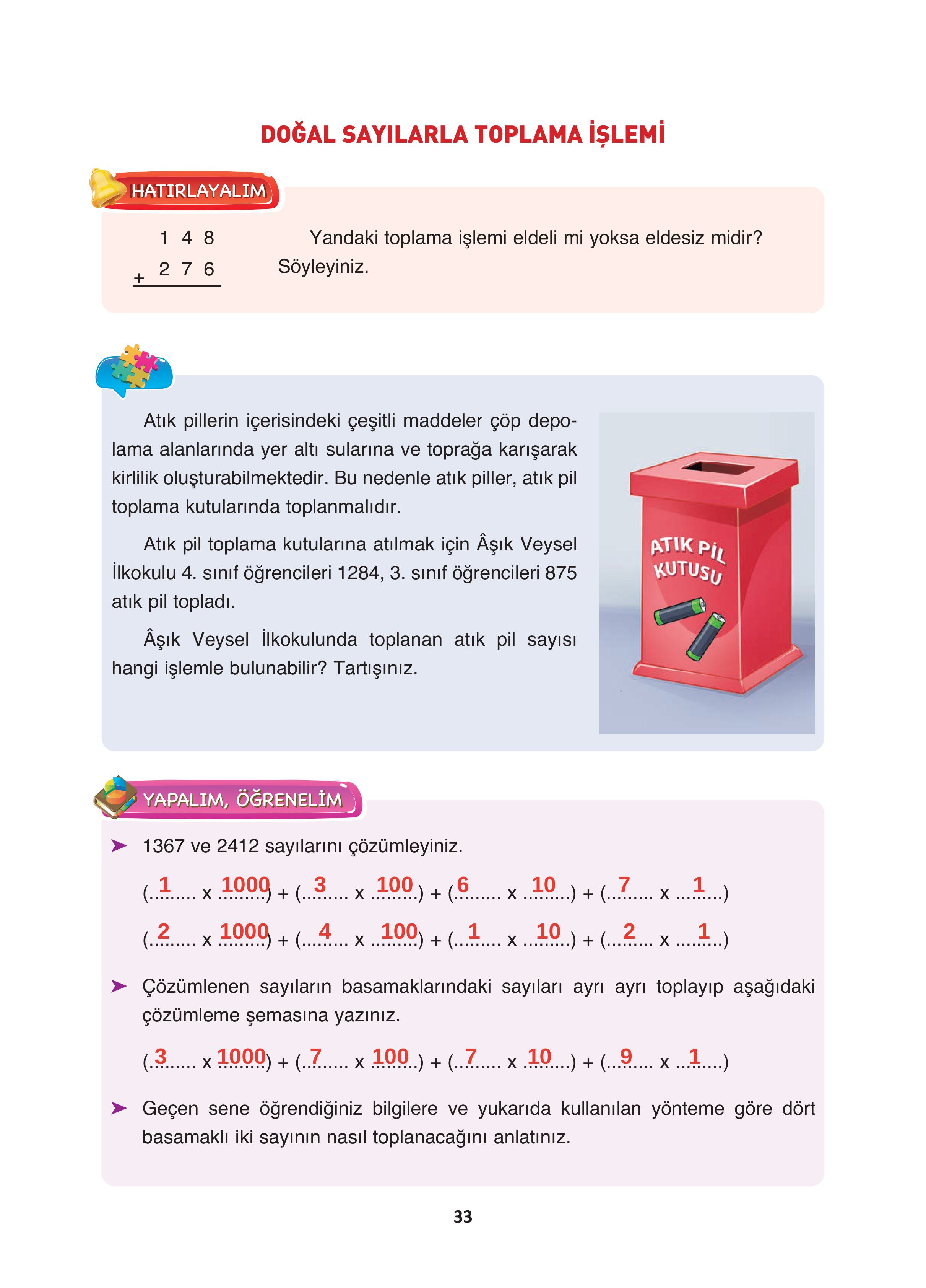 4. Sınıf Fersa Yayınları Matematik Ders Kitabı Sayfa 33 Cevapları 4. Sınıf Fersa Yayınları Matematik Ders Kitabı Sayfa 33 Cevapları