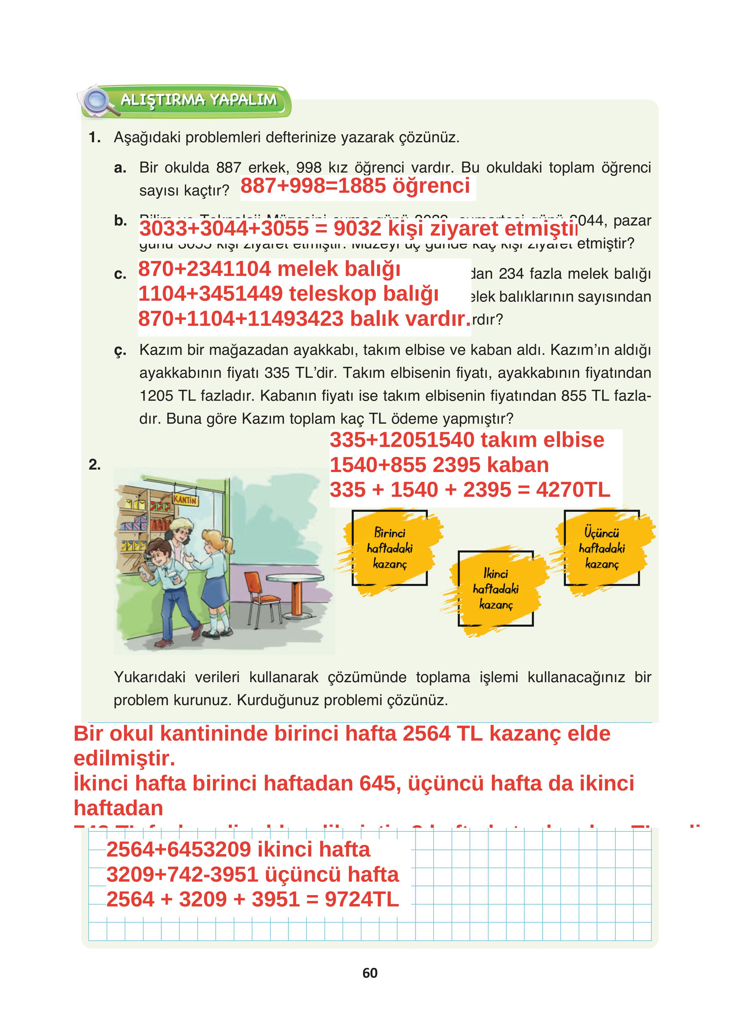 4. Sınıf Fersa Yayınları Matematik Ders Kitabı Sayfa 60 Cevapları