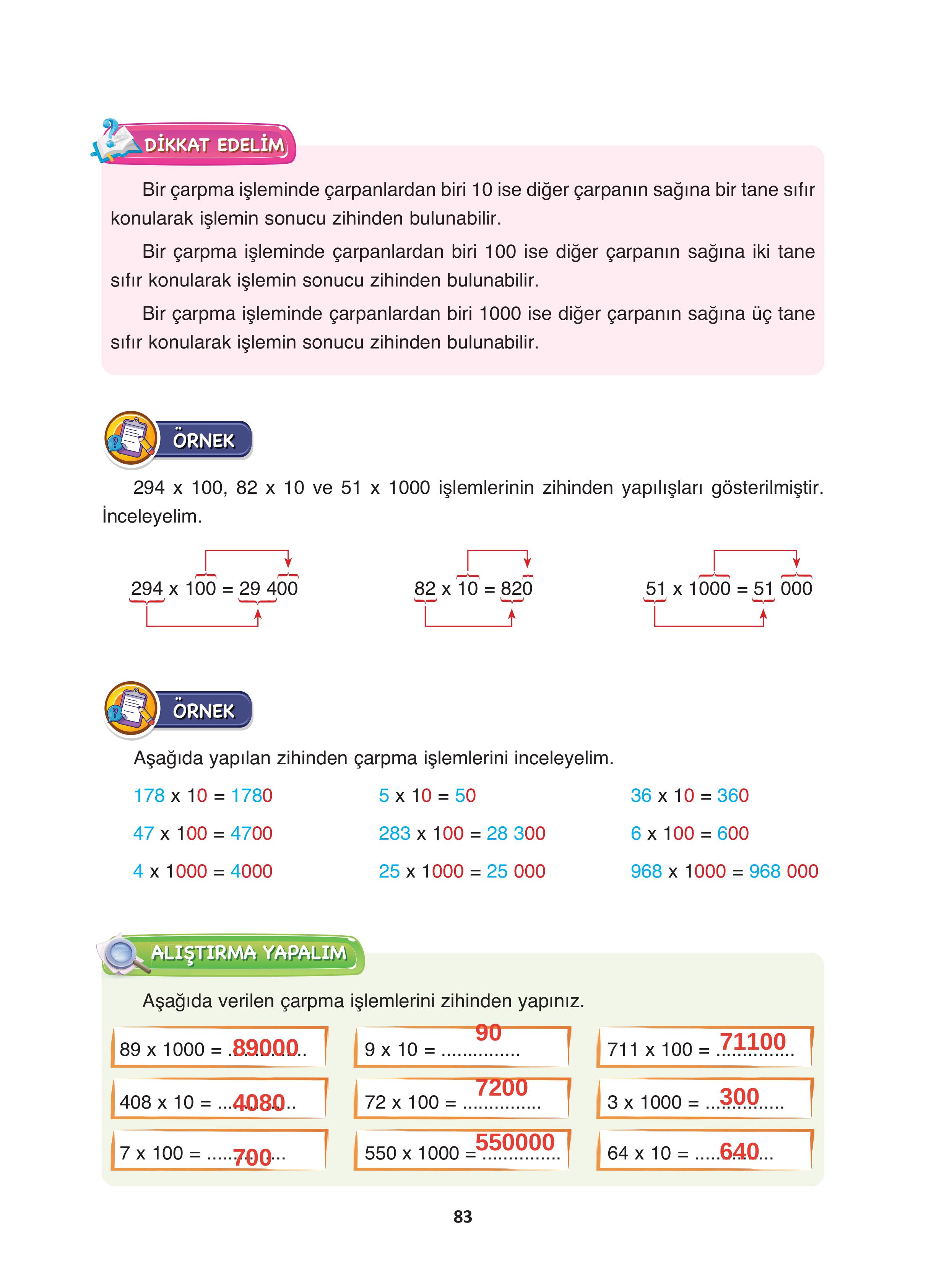 4. Sınıf Fersa Yayınları Matematik Ders Kitabı Sayfa 83 Cevapları 4. Sınıf Fersa Yayınları Matematik Ders Kitabı Sayfa 83 Cevapları