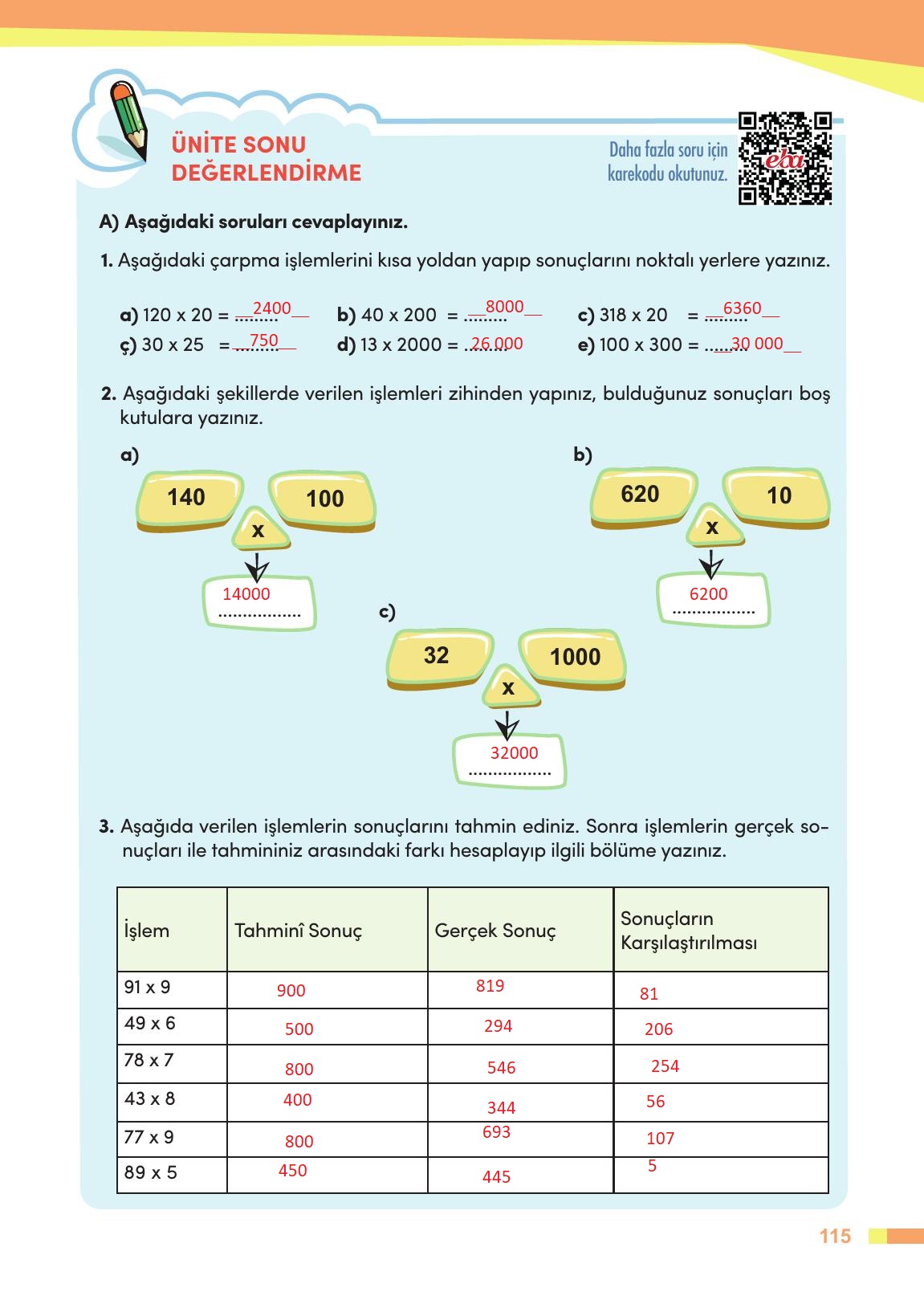 4. Sınıf Meb Yayınları Matematik Ders Kitabı Sayfa 116 Cevapları
