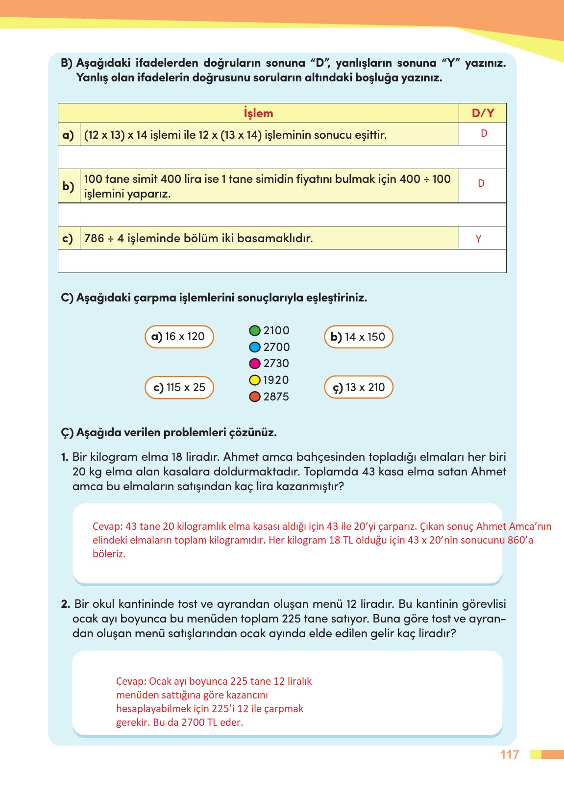 4. Sınıf Meb Yayınları Matematik Ders Kitabı Sayfa 118 Cevapları
