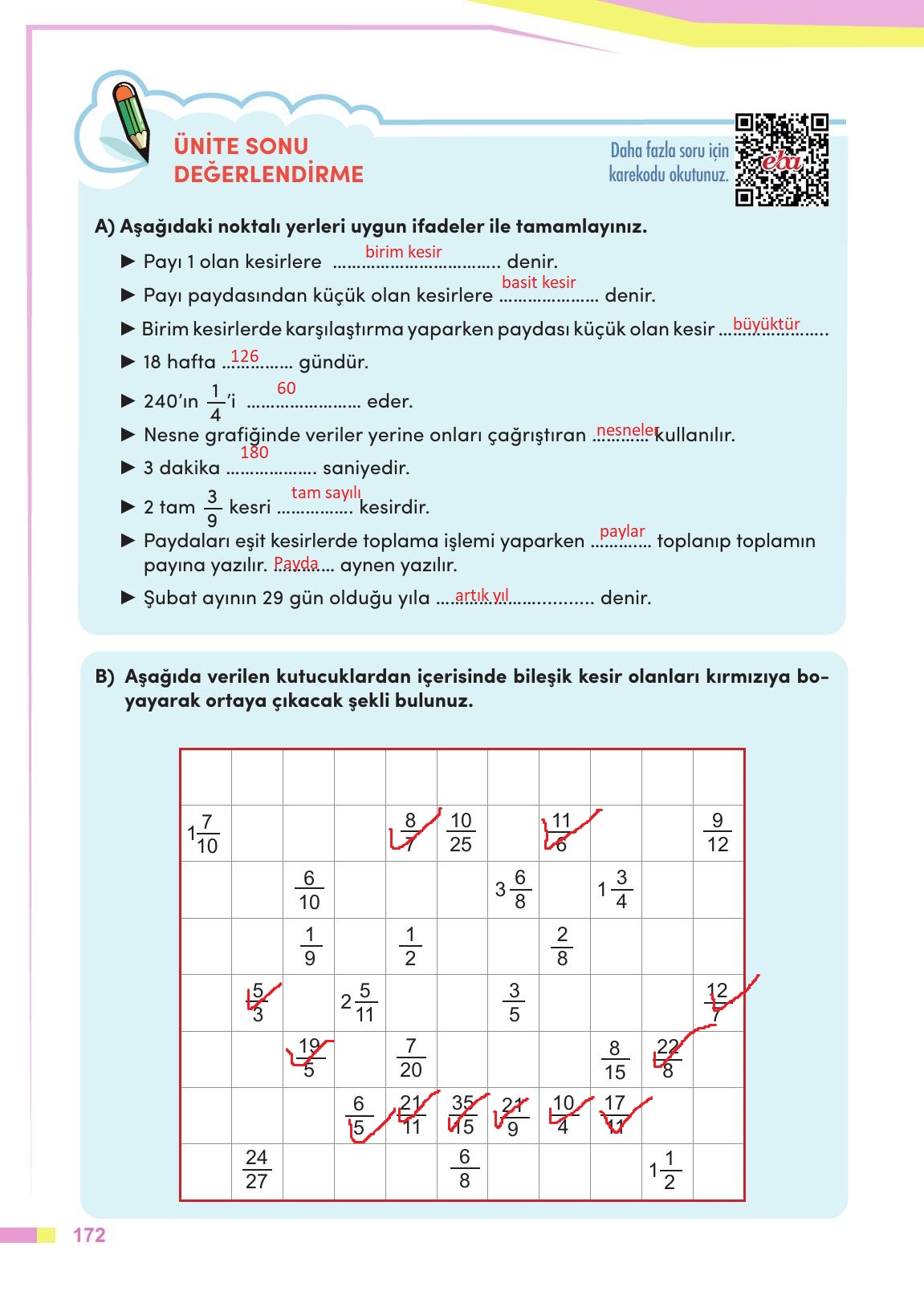 4. Sınıf Meb Yayınları Matematik Ders Kitabı Sayfa 173 Cevapları 4. Sınıf Meb Yayınları Matematik Ders Kitabı Sayfa 173 Cevapları