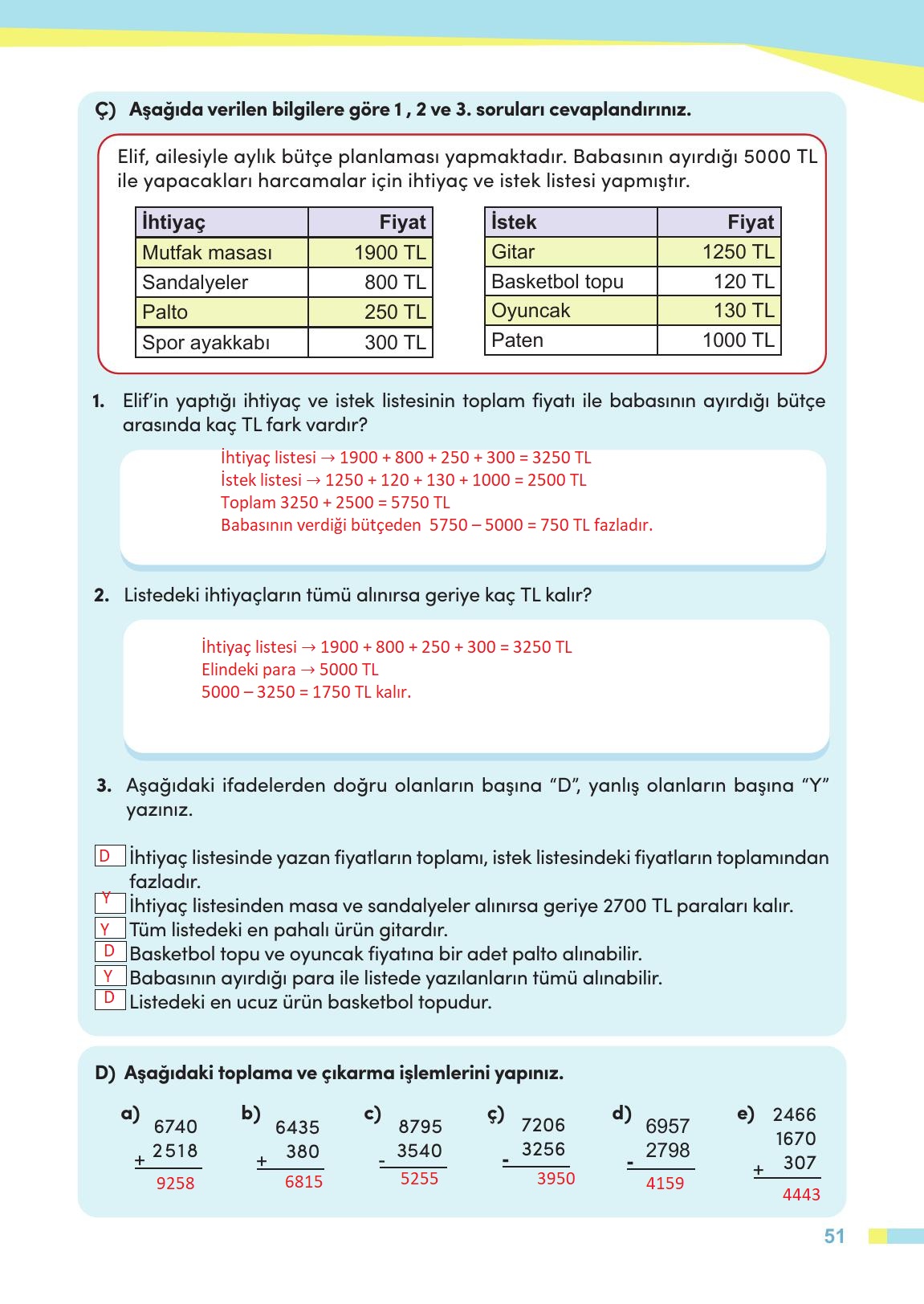 4. Sınıf Meb Yayınları Matematik Ders Kitabı Sayfa 52 Cevapları 4. Sınıf Meb Yayınları Matematik Ders Kitabı Sayfa 52 Cevapları