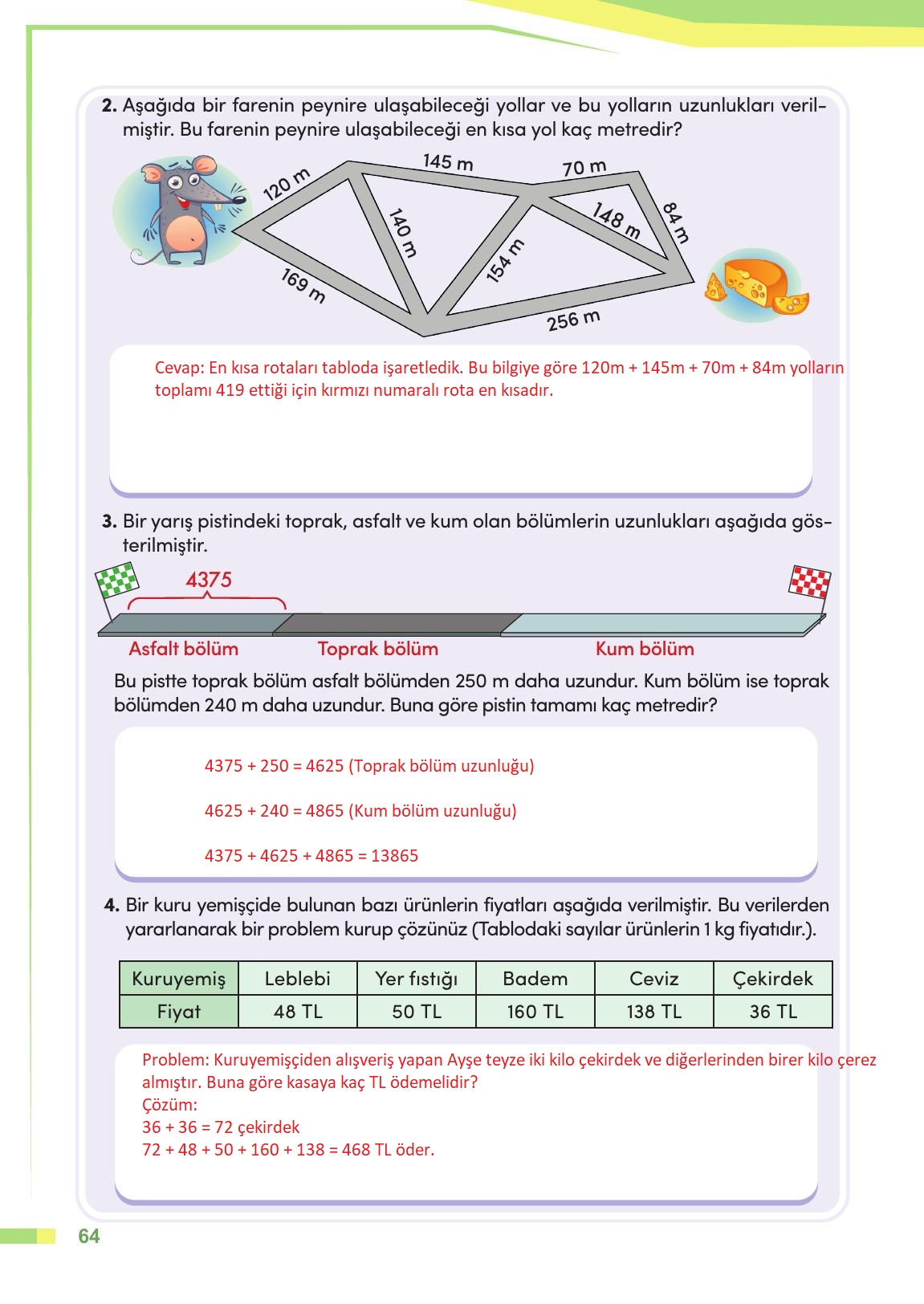 4. Sınıf Meb Yayınları Matematik Ders Kitabı Sayfa 65 Cevapları