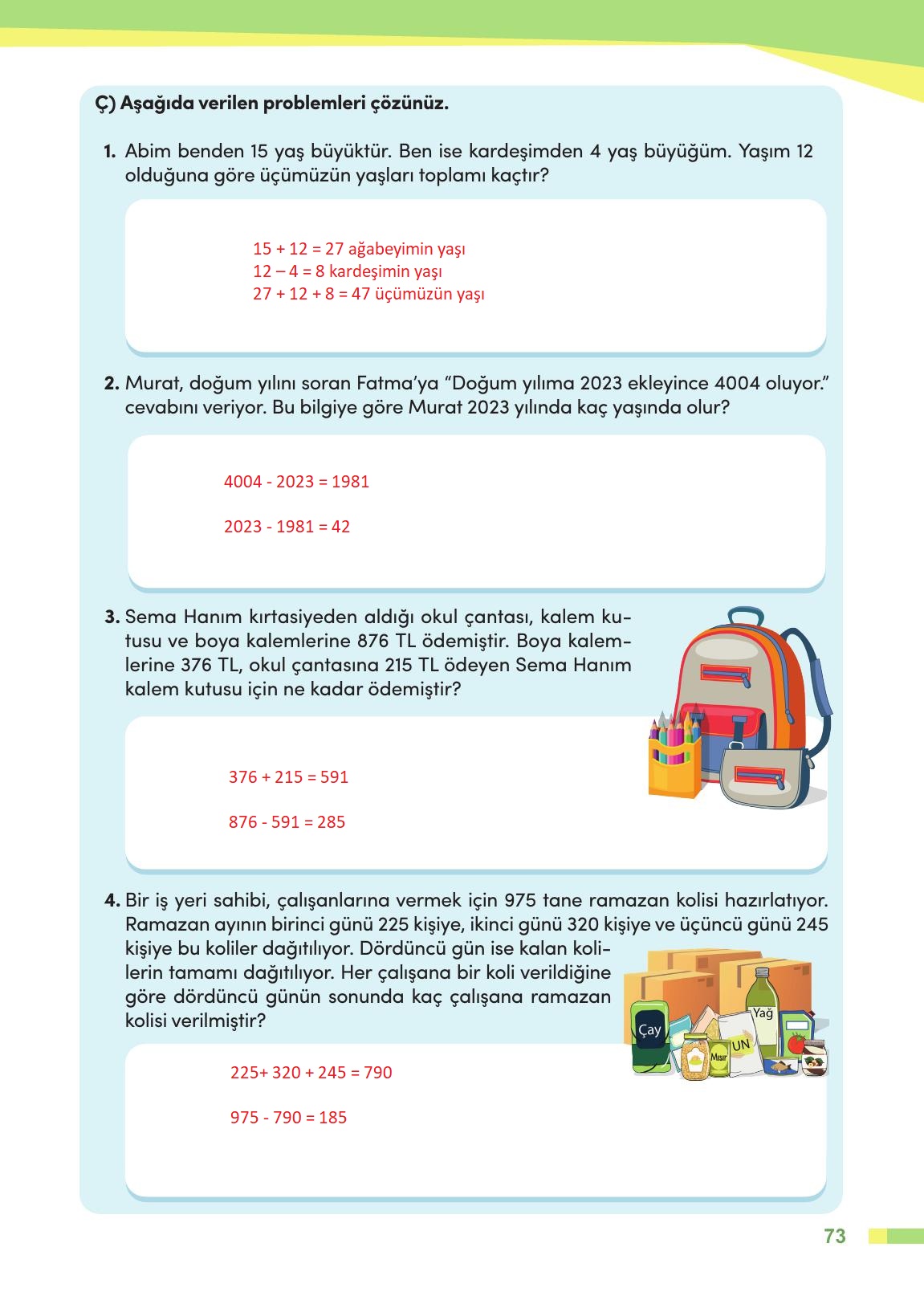 4. Sınıf Meb Yayınları Matematik Ders Kitabı Sayfa 74 Cevapları