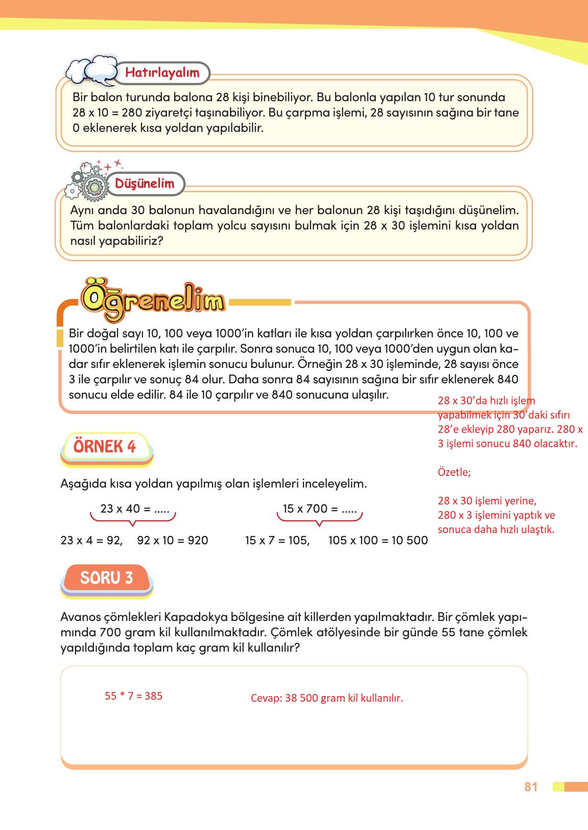 4. Sınıf Meb Yayınları Matematik Ders Kitabı Sayfa 82 Cevapları