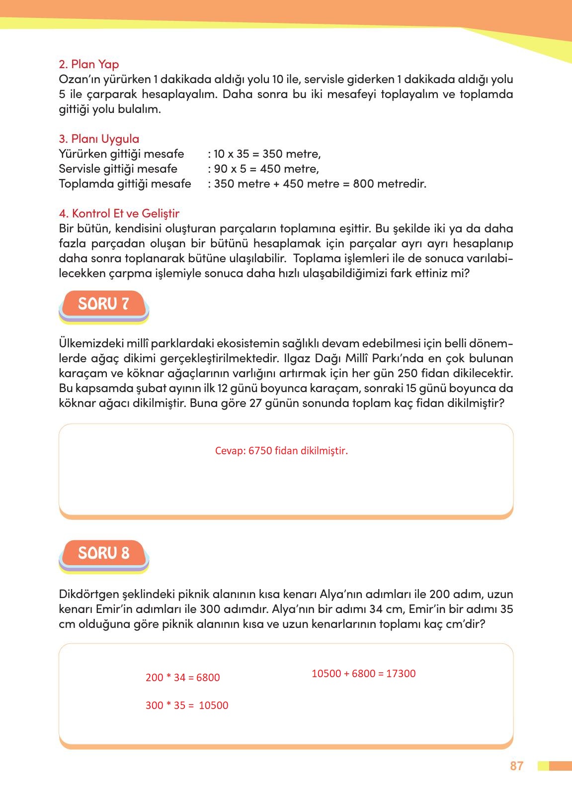 4. Sınıf Meb Yayınları Matematik Ders Kitabı Sayfa 88 Cevapları