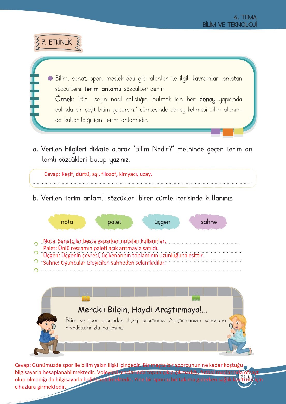 4. Sınıf Meb Yayınları Türkçe Ders Kitabı Sayfa 0113 Cevapları 4. Sınıf Meb Yayınları Türkçe Ders Kitabı Sayfa 0113 Cevapları
