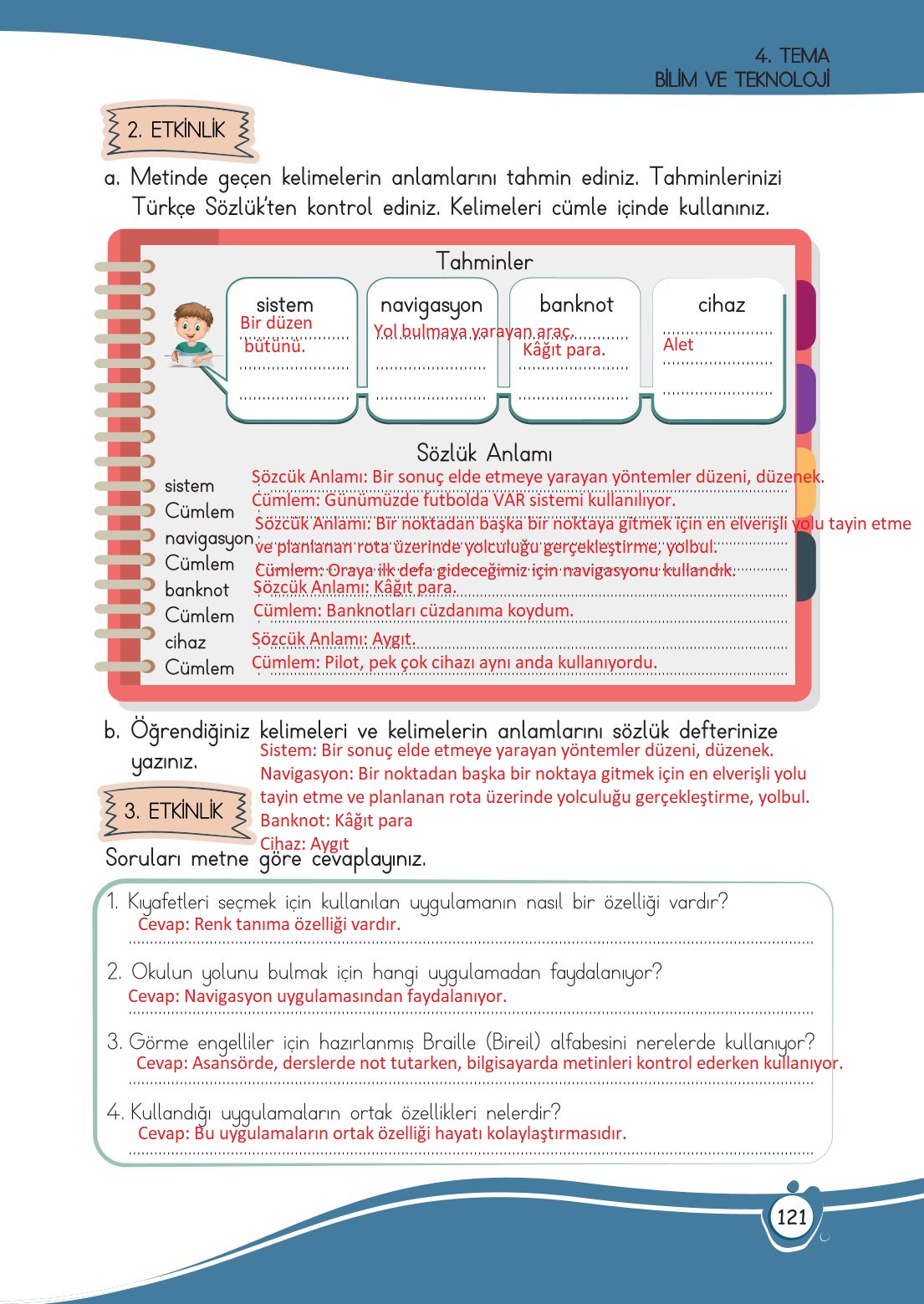 4. Sınıf Meb Yayınları Türkçe Ders Kitabı Sayfa 0121 Cevapları 4. Sınıf Meb Yayınları Türkçe Ders Kitabı Sayfa 0121 Cevapları