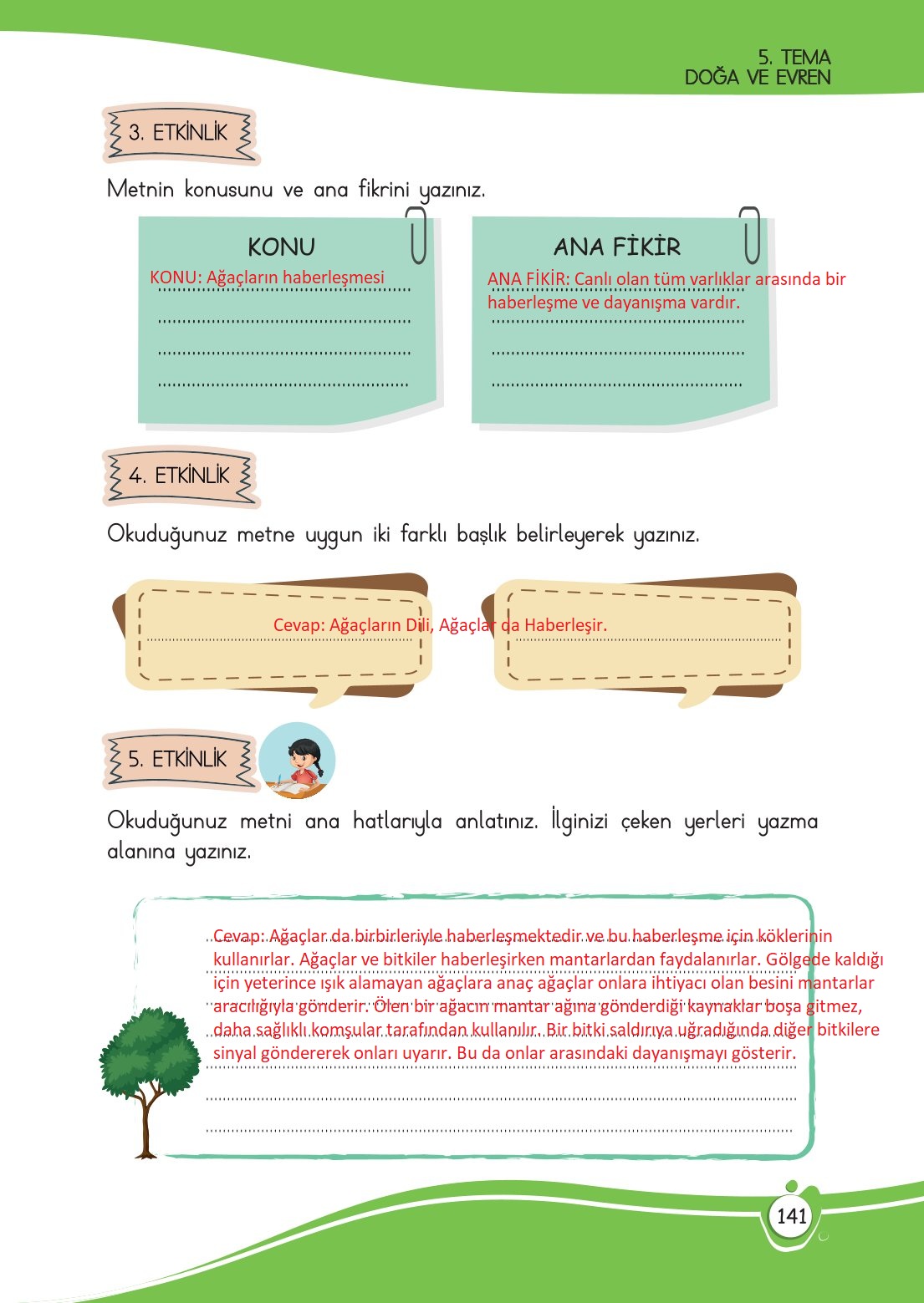4. Sınıf Meb Yayınları Türkçe Ders Kitabı Sayfa 0141 Cevapları