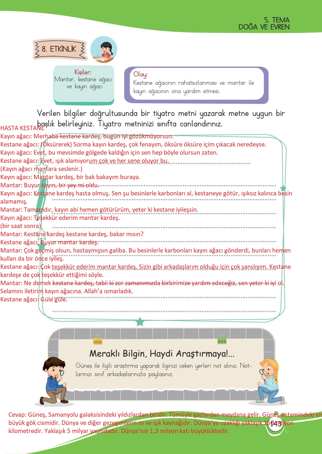 4. Sınıf Meb Yayınları Türkçe Ders Kitabı Sayfa 0143 Cevapları