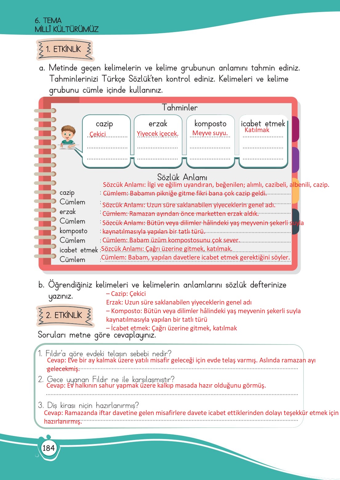 4. Sınıf Meb Yayınları Türkçe Ders Kitabı Sayfa 0184 Cevapları 4. Sınıf Meb Yayınları Türkçe Ders Kitabı Sayfa 0184 Cevapları