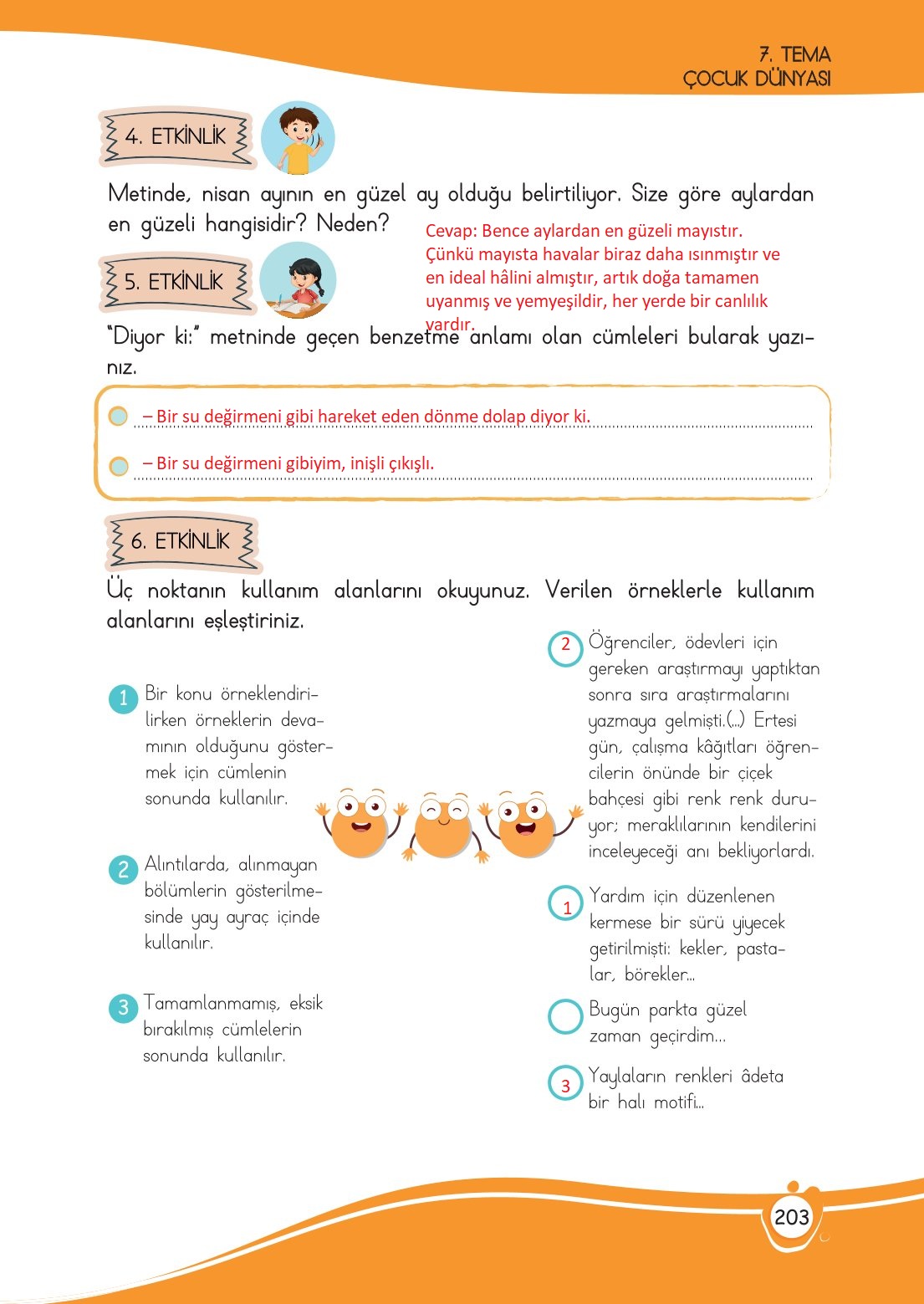 4. Sınıf Meb Yayınları Türkçe Ders Kitabı Sayfa 0203 Cevapları
