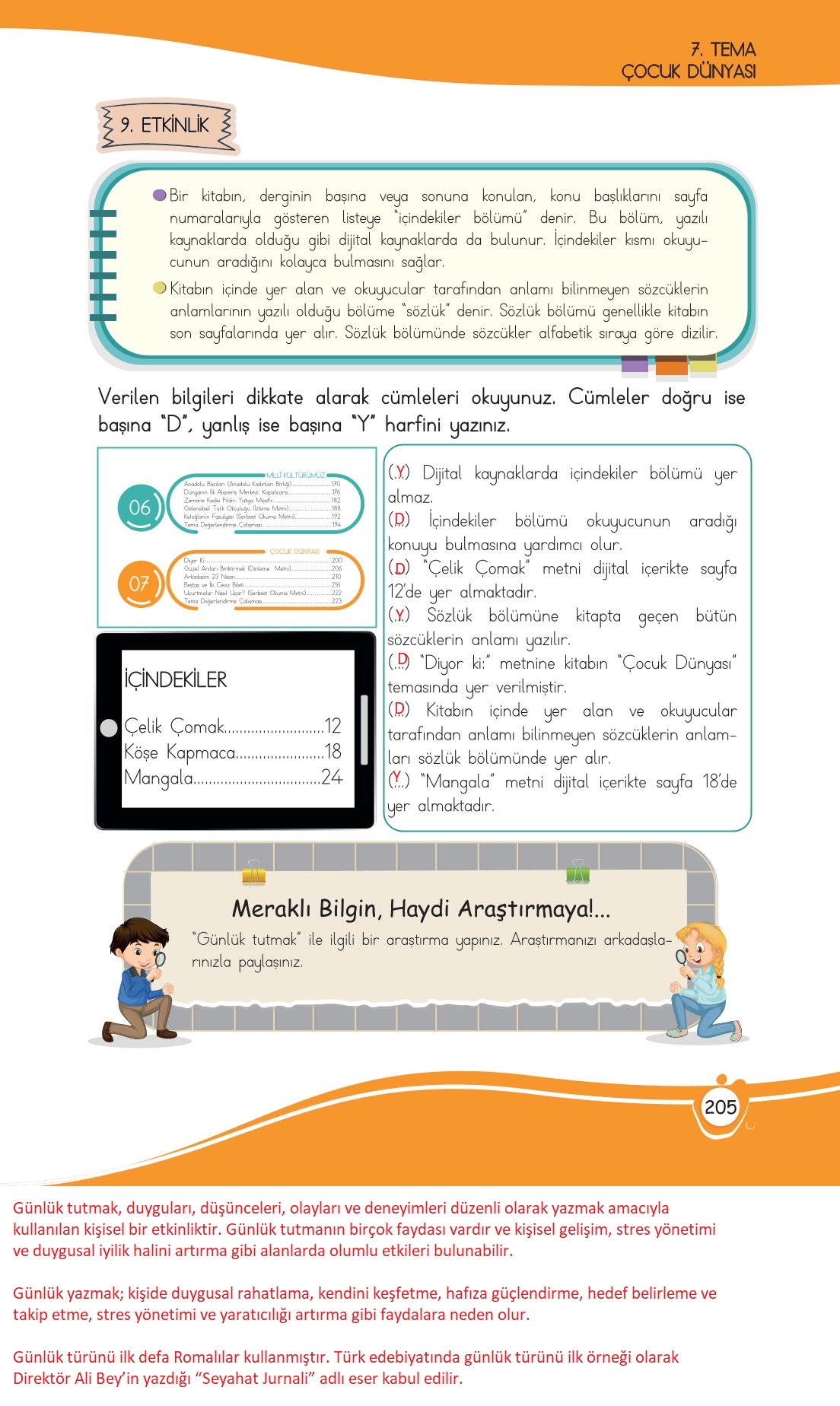 4. Sınıf Meb Yayınları Türkçe Ders Kitabı Sayfa 0205 Cevapları