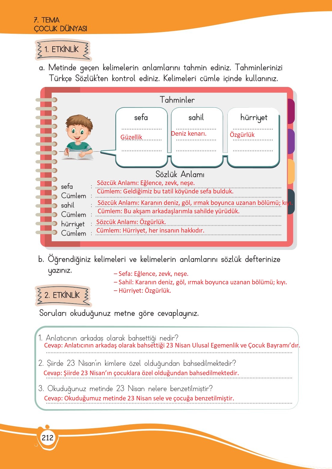 4. Sınıf Meb Yayınları Türkçe Ders Kitabı Sayfa 0212 Cevapları