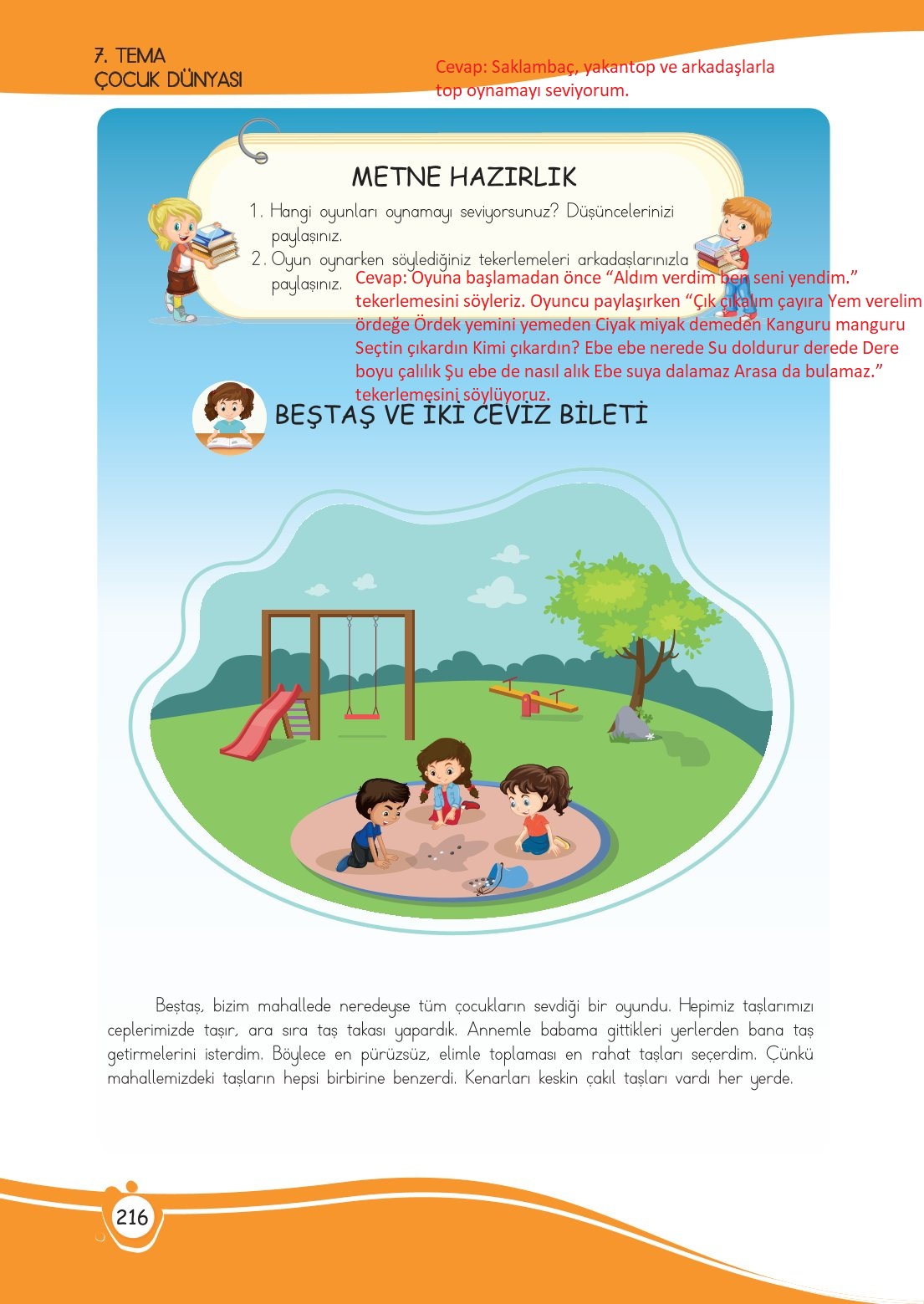 4. Sınıf Meb Yayınları Türkçe Ders Kitabı Sayfa 0216 Cevapları